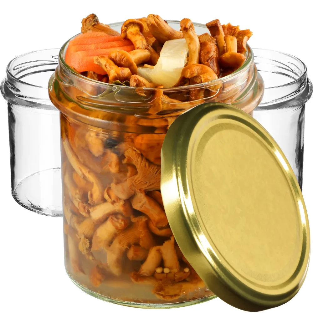 Avila konservavimo stiklainiai 350 ml, 10 vnt., 82 mm + auksiniai dangteliai