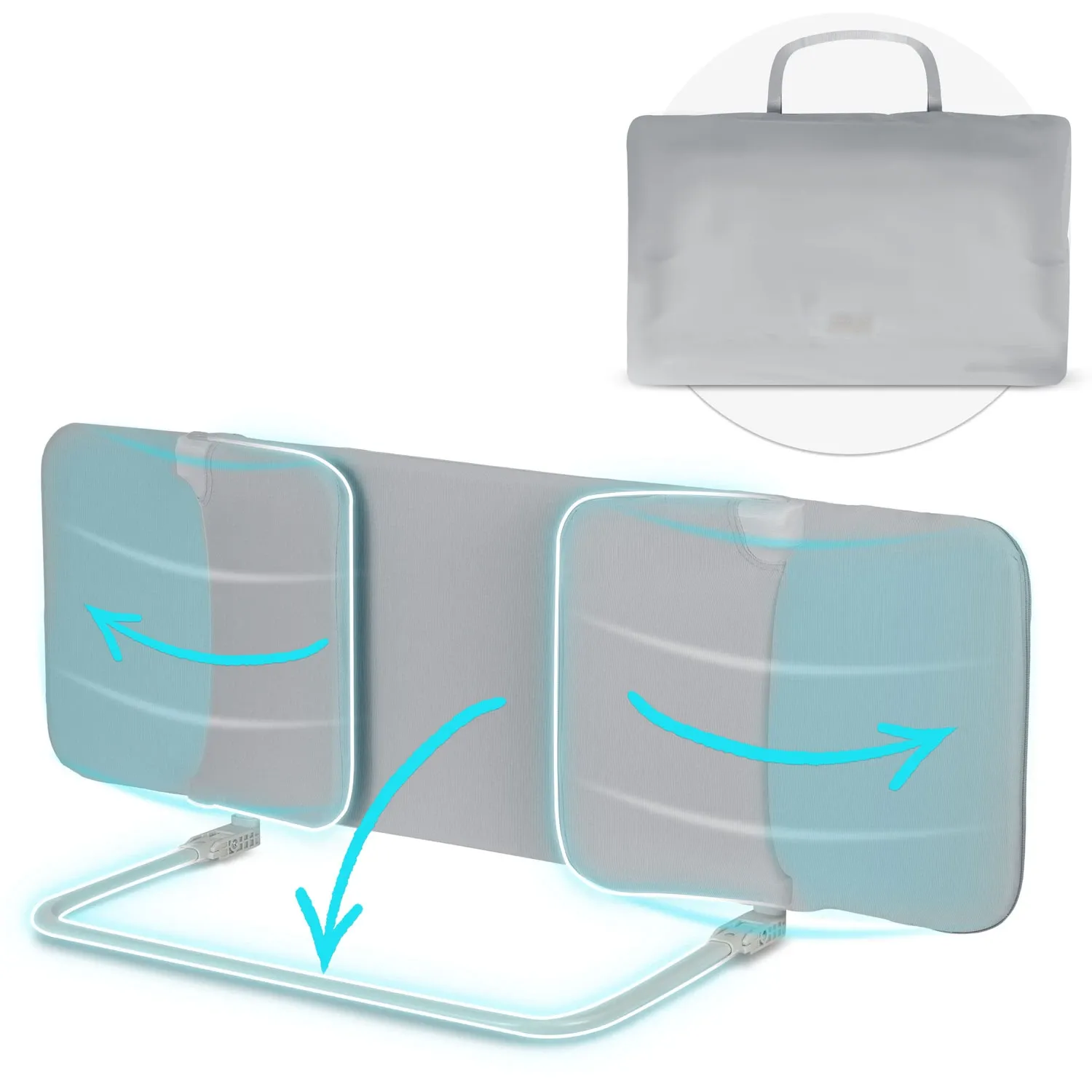 Lovos apsauginis turėklas 150 x 44 x 41 cm, pilkas, Nukido - nuotrauka 1