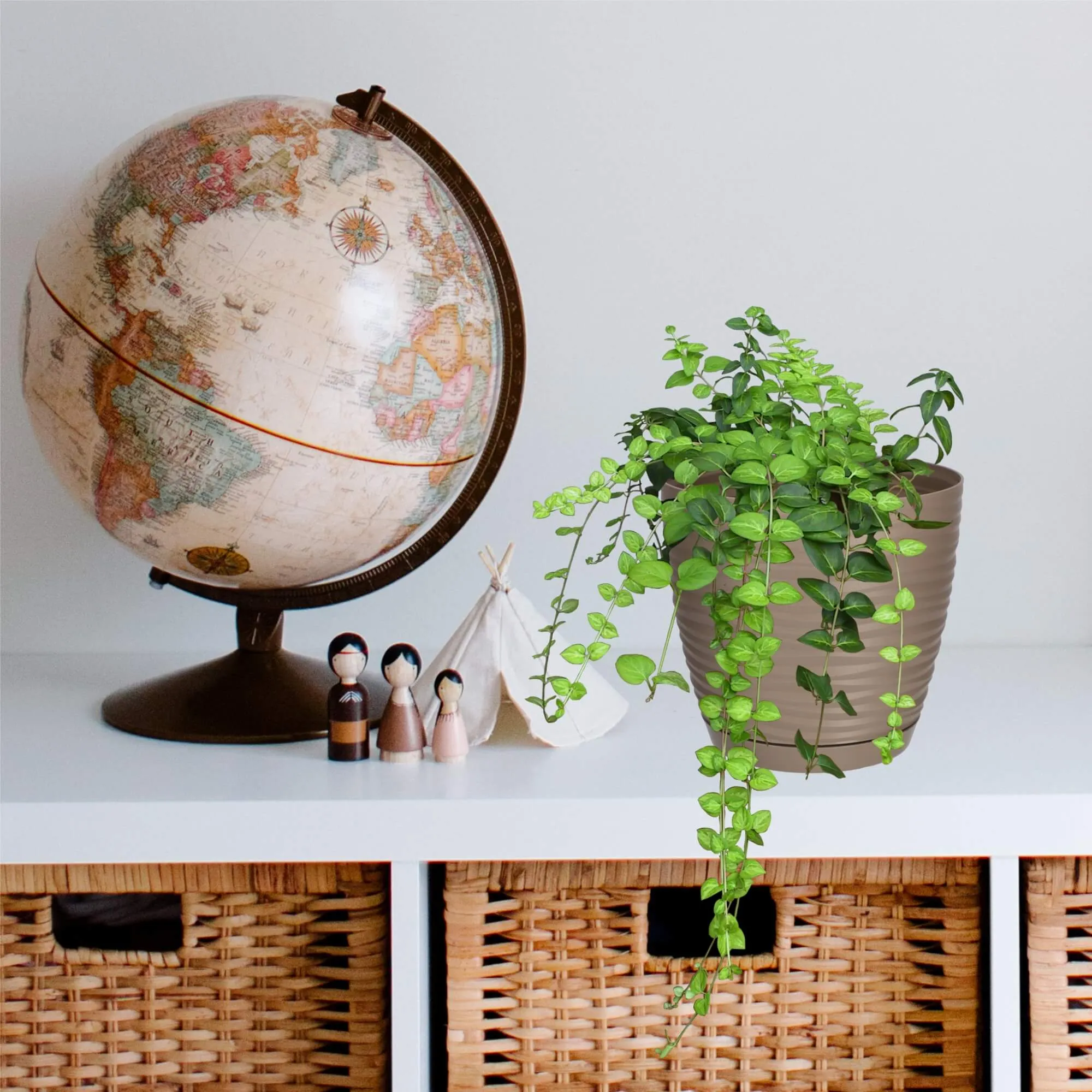 Apvalus gėlių vazonas su lėkštute 13 cm