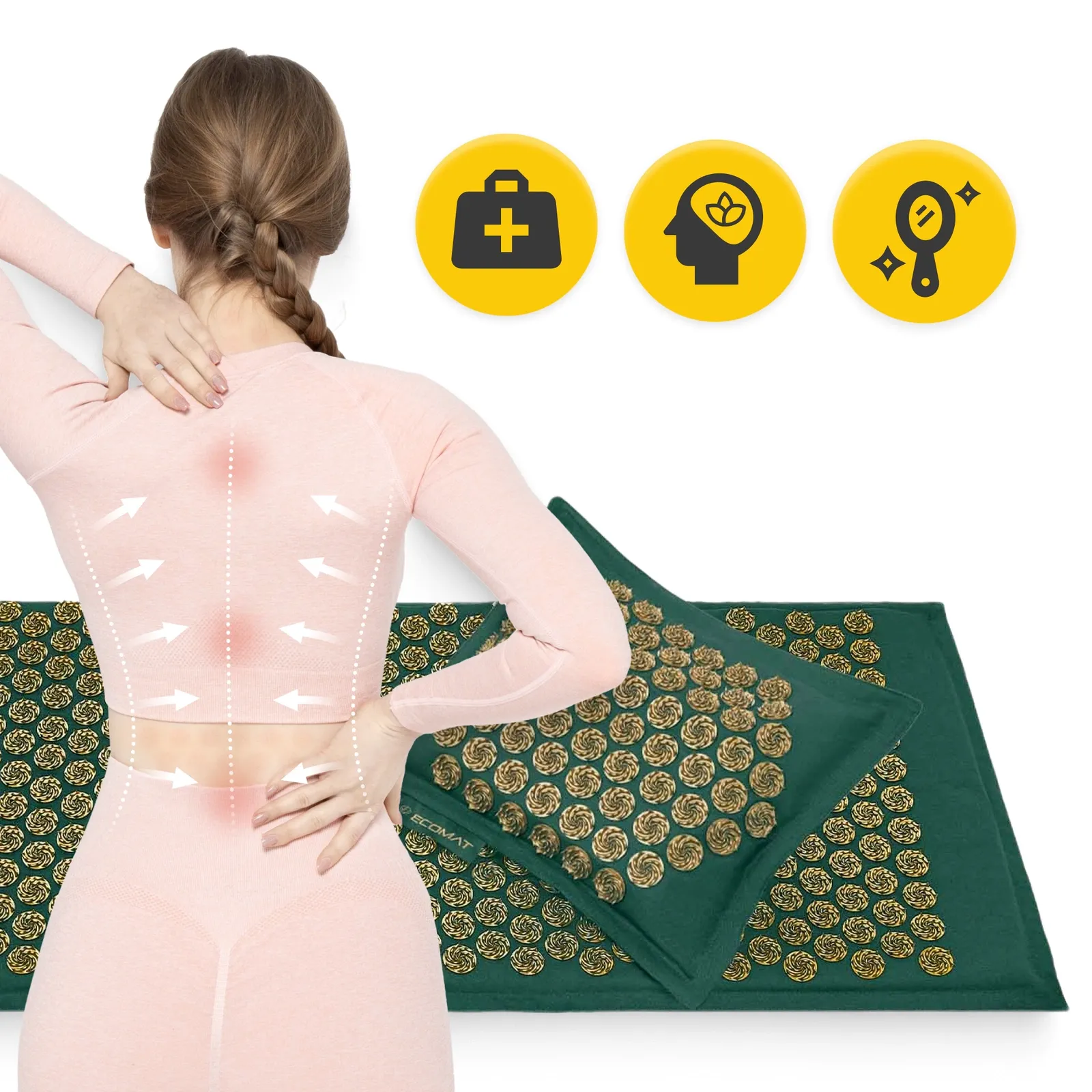 EKO akupresūros kilimėlis su pagalve