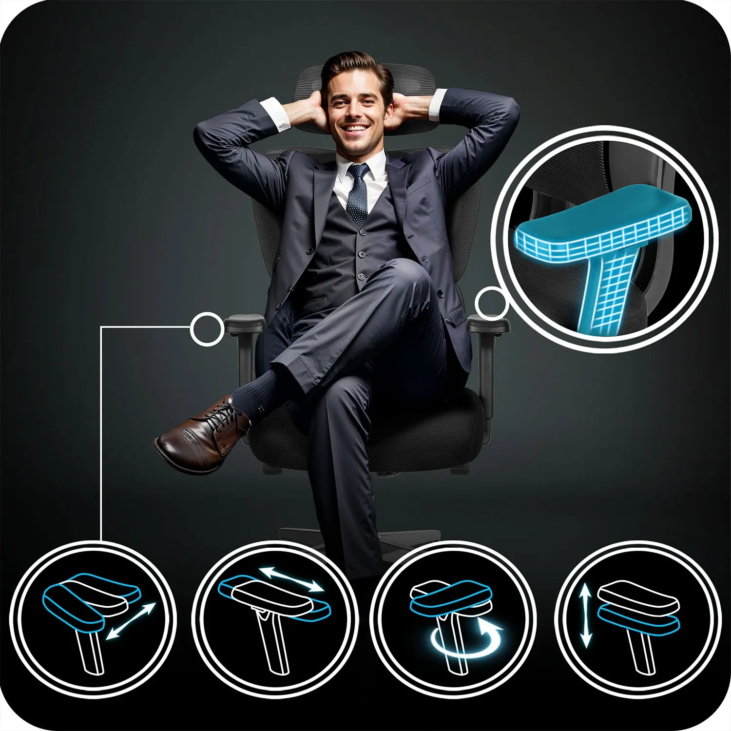 Sofotel Talin mikro tinklelio biuro kėdė – juoda - nuotrauka 1