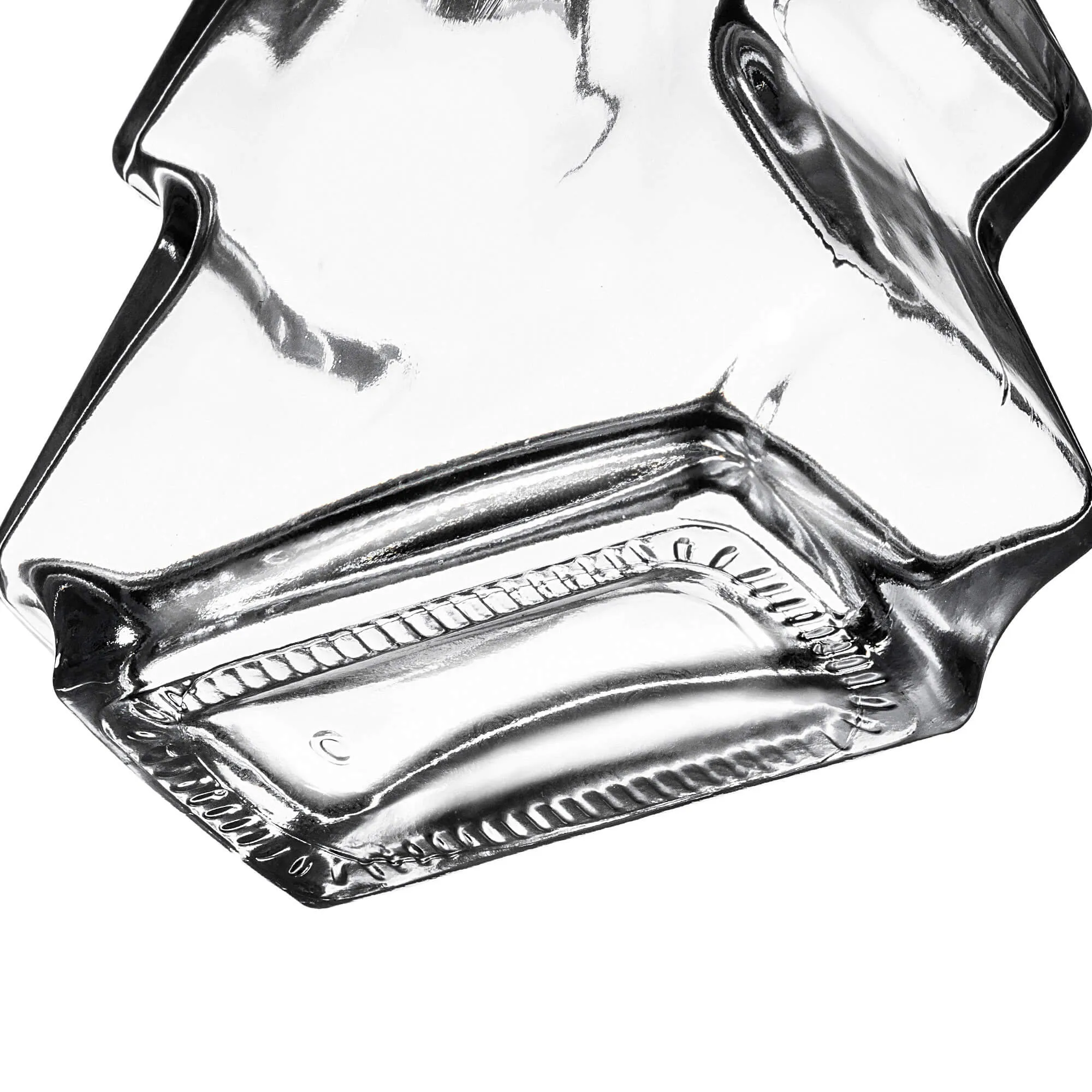 Enna kalėdinės eglutės formos stiklinis butelis 500 ml su raudonu dangteliu 1 vnt.