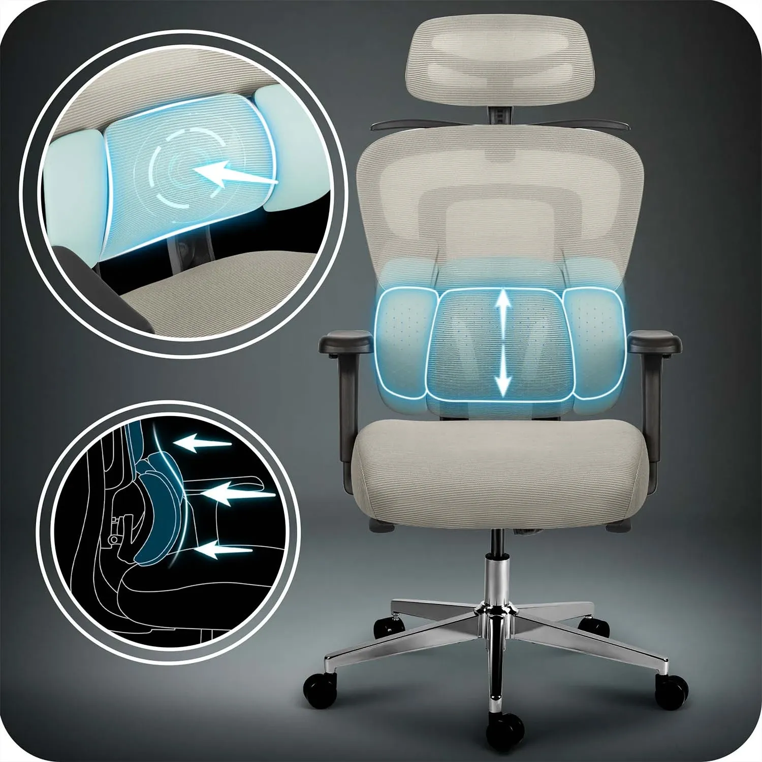 Sofotel Talin mikro tinklelio biuro kėdė – pilka - nuotrauka 1