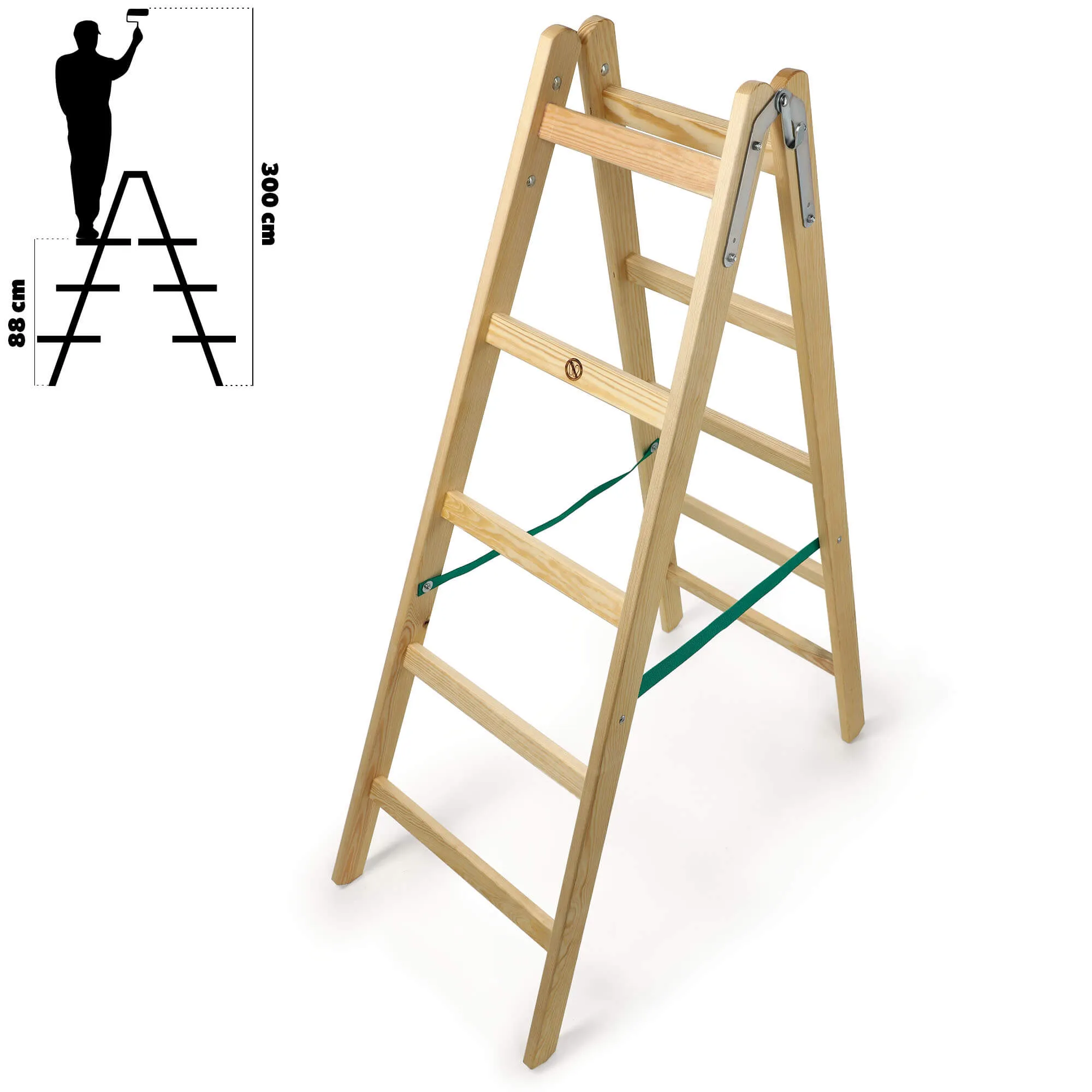 Salo medinės kopėčios, 5 pakopų, 150 kg