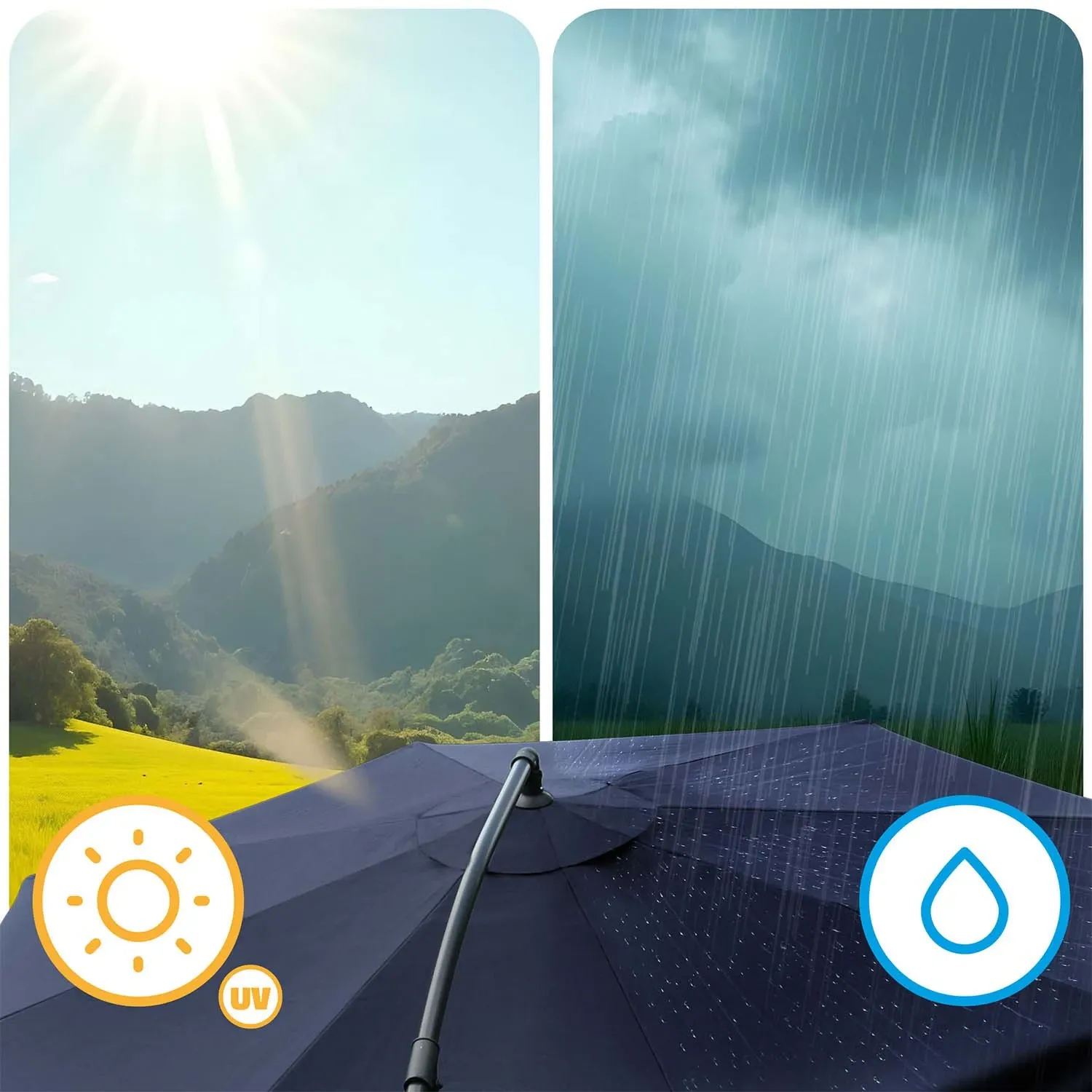 Sulankstomas sodo skėtis, 6 dalių, 350 cm, su uždanga, „Plonos PL-880“ - nuotrauka 1