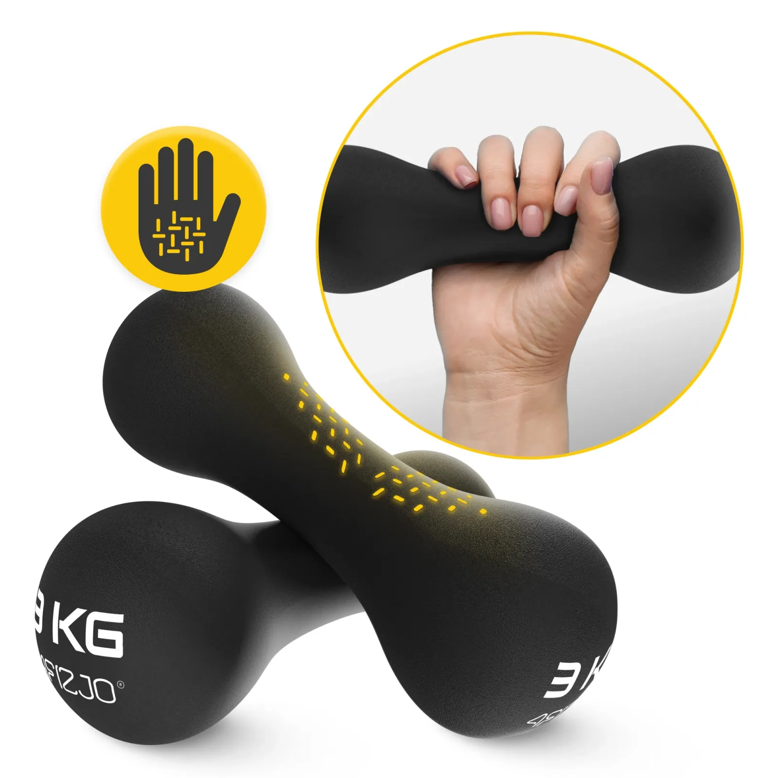 Ketaus hanteliai 8 formų pratimams 2 x 3 kg