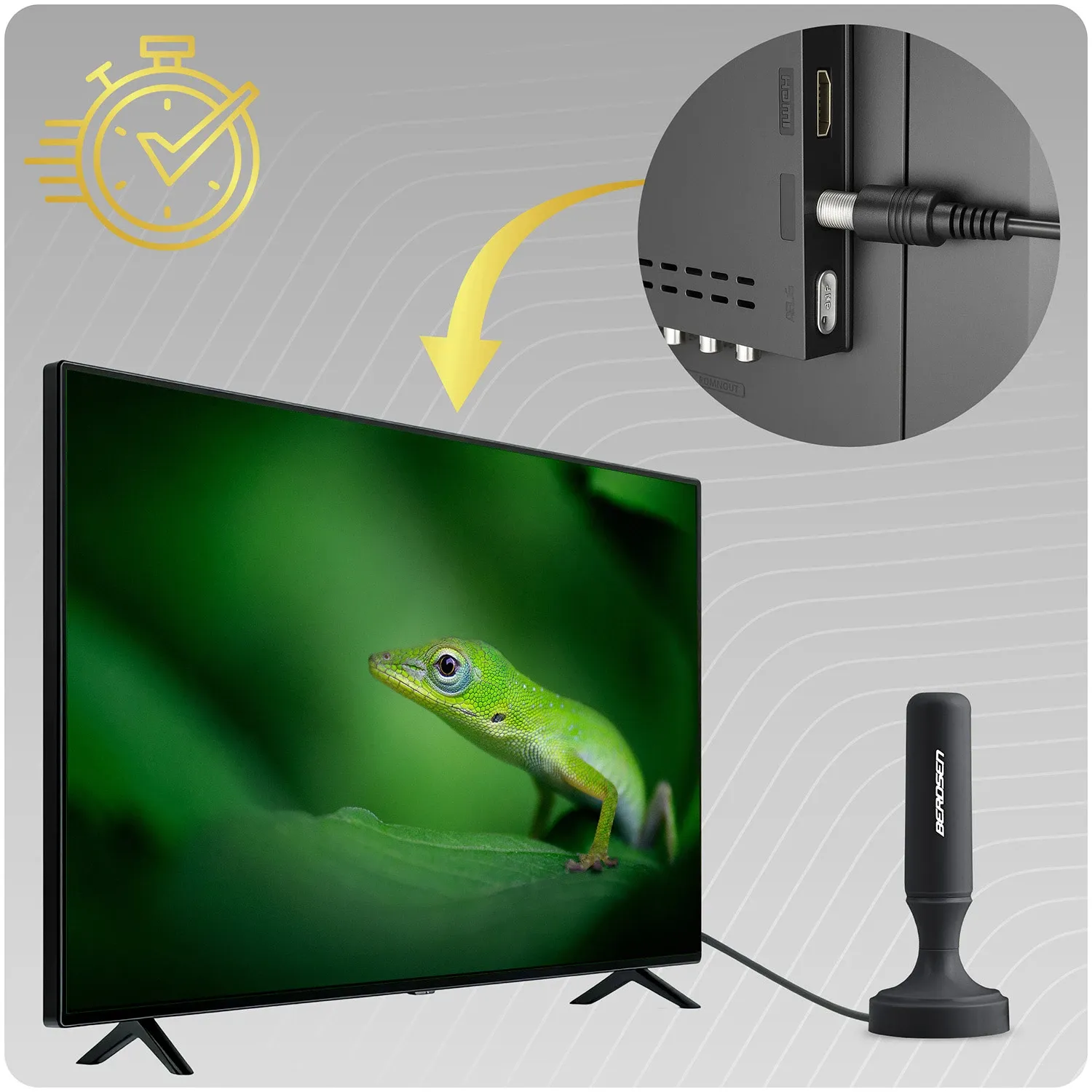 „Berdsen BD-956“ 360 laipsnių televizoriaus „Ultra HD 4K“ vidaus antena, juoda - nuotrauka 1