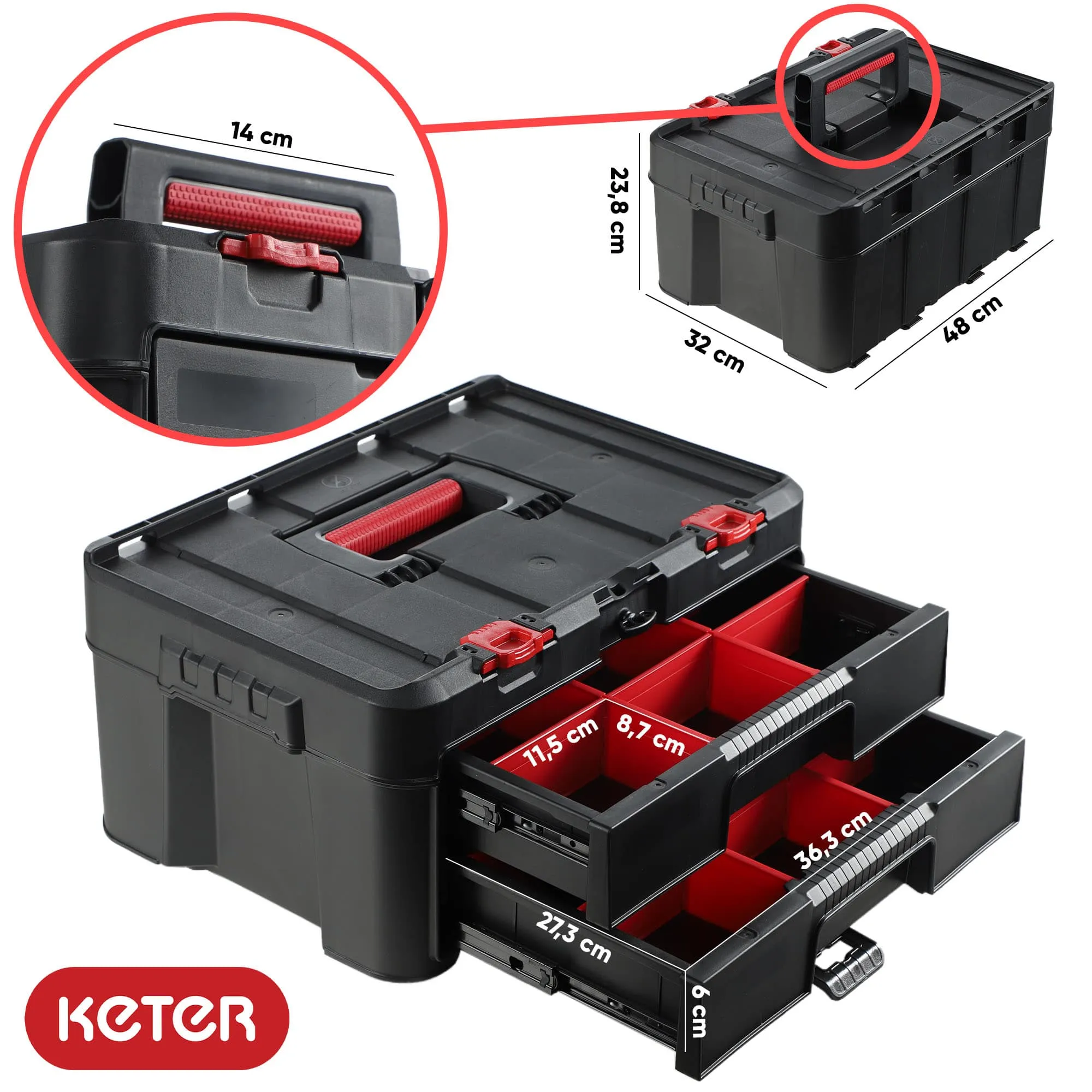 Keter Stack ‘N’ Roll komoda su 2 stalčiais, 37,1 l