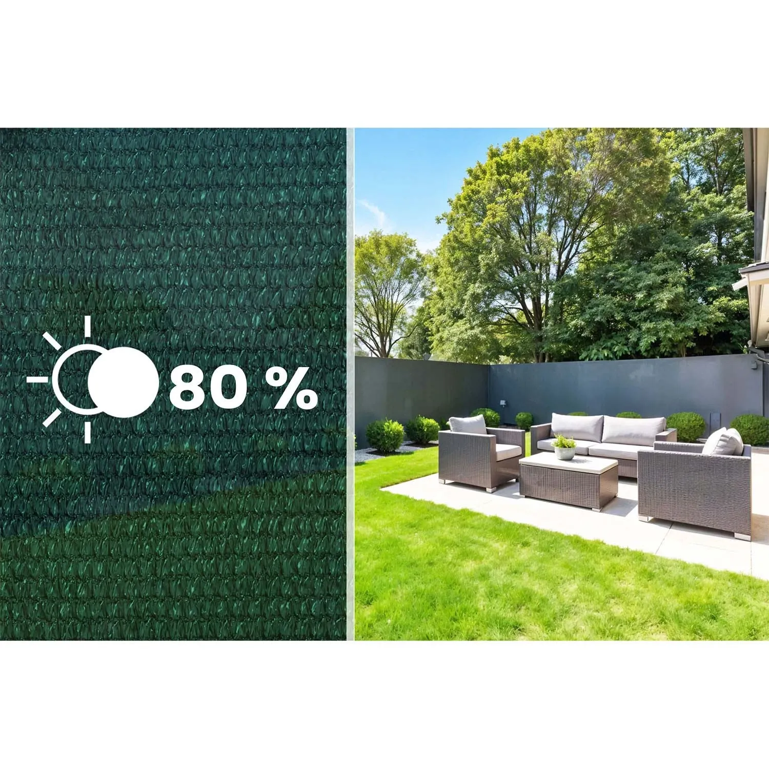 Tinklelis nuo šešėlių 1,5 x 25 m, 110 g/m2 + 50 spaustukų, žalias - nuotrauka 1