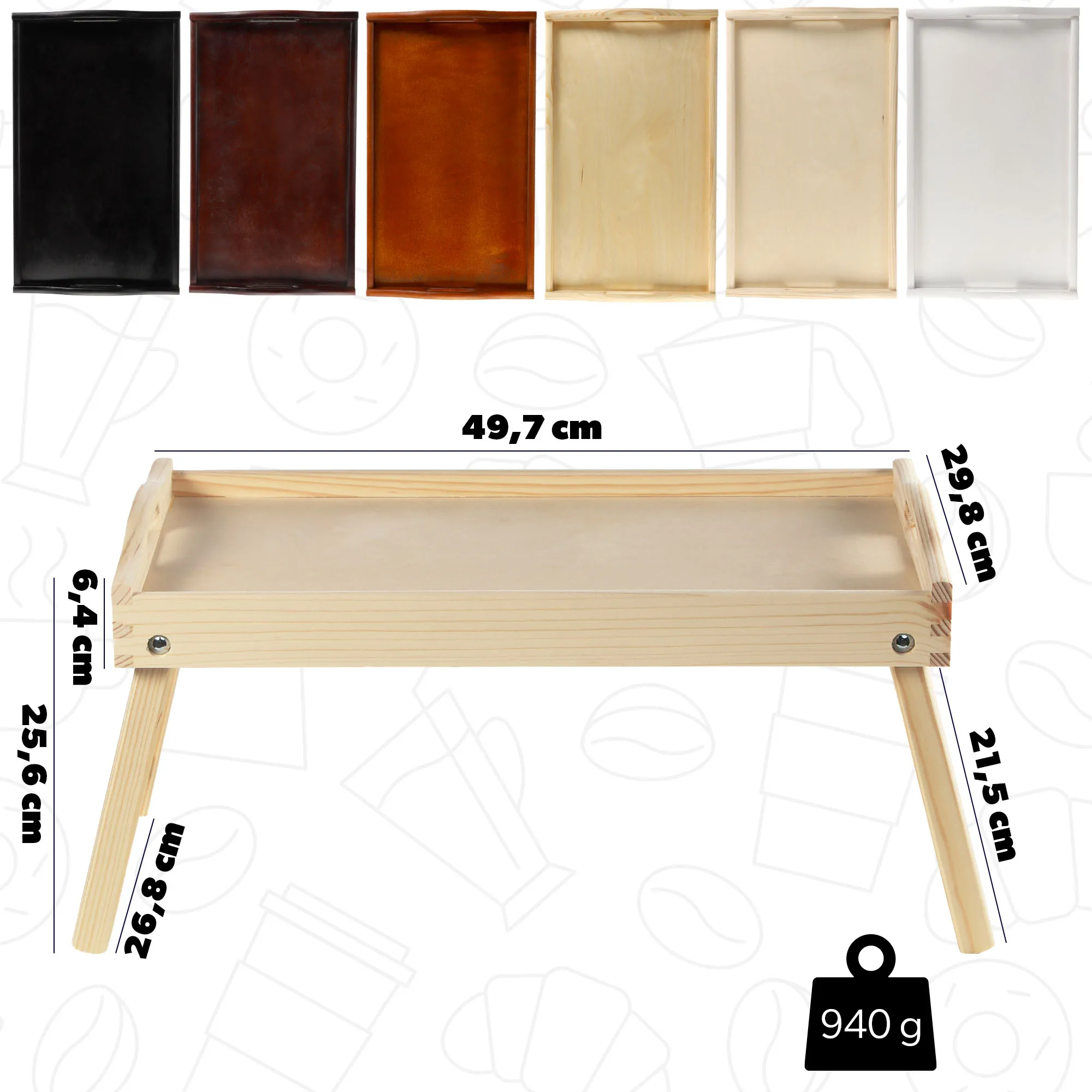 „Solia“ pusryčių stalas, nešiojamam kompiuteriui, 50 cm, natūralus