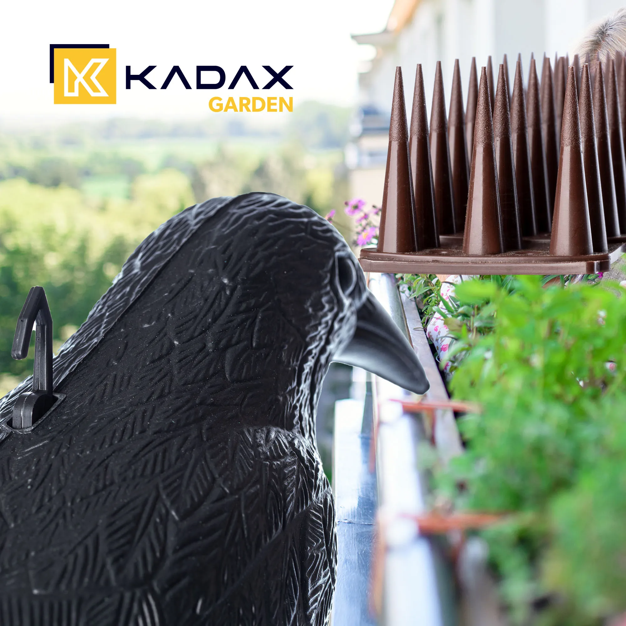 Plastikiniai paukščių spygliai 6 vnt., rudi + varnos formos