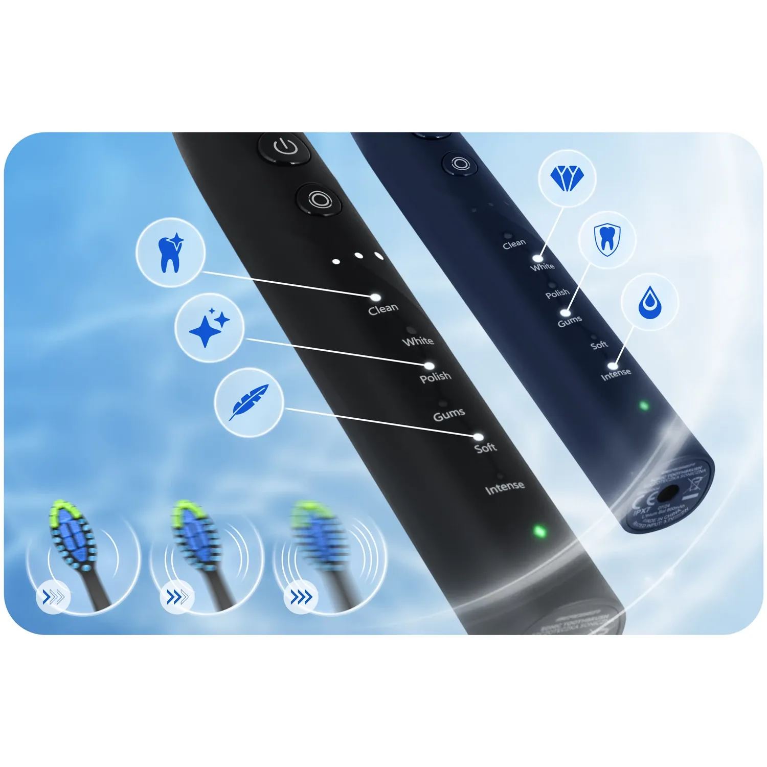 Berdsen Galaxy Duo Sonic dantų šepetėlių rinkinys (2 vnt.) - nuotrauka 1