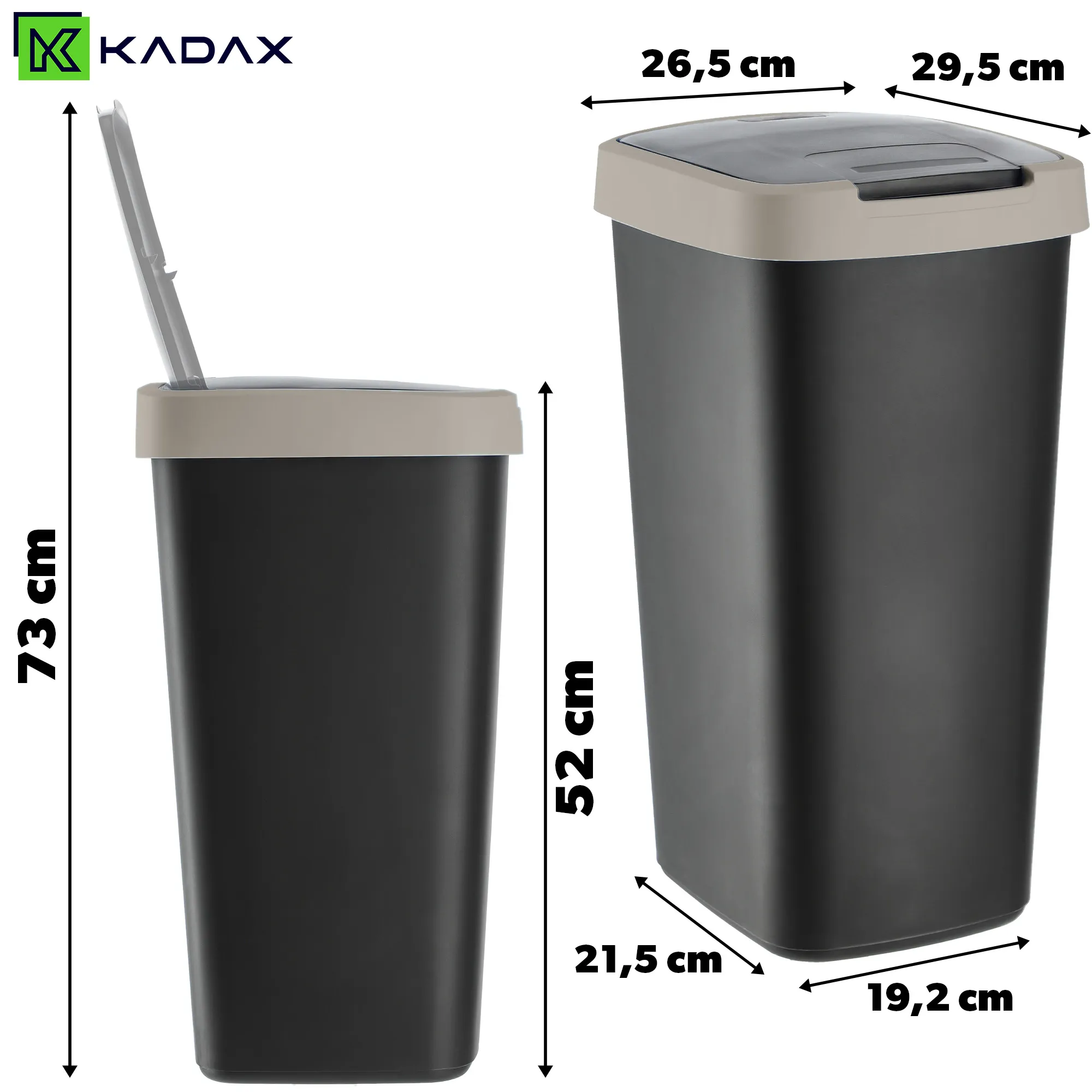 Pesmes 25 l šiukšliadėžė, šviesiai ruda – juoda