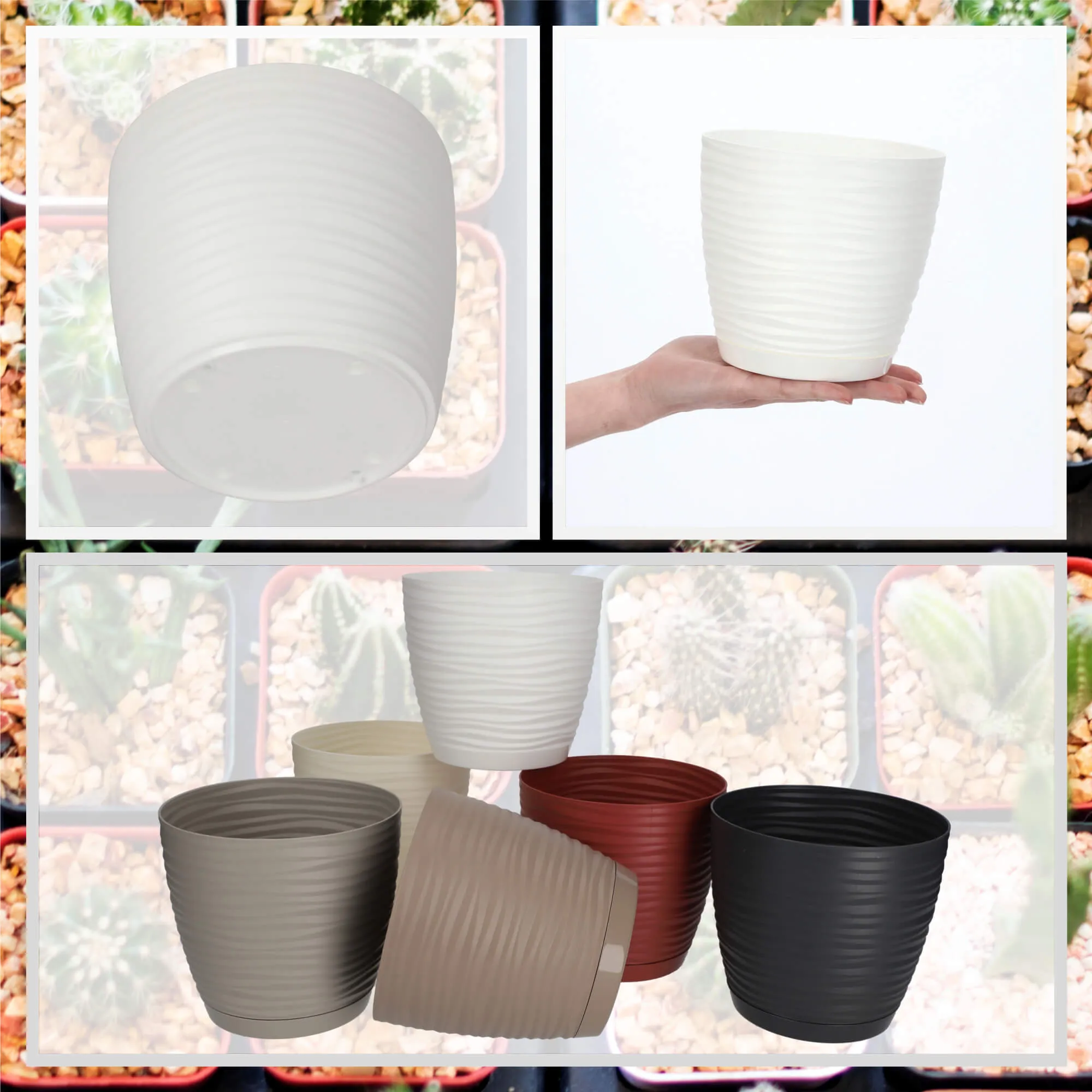 Apvalus gėlių vazonas su lėkštute