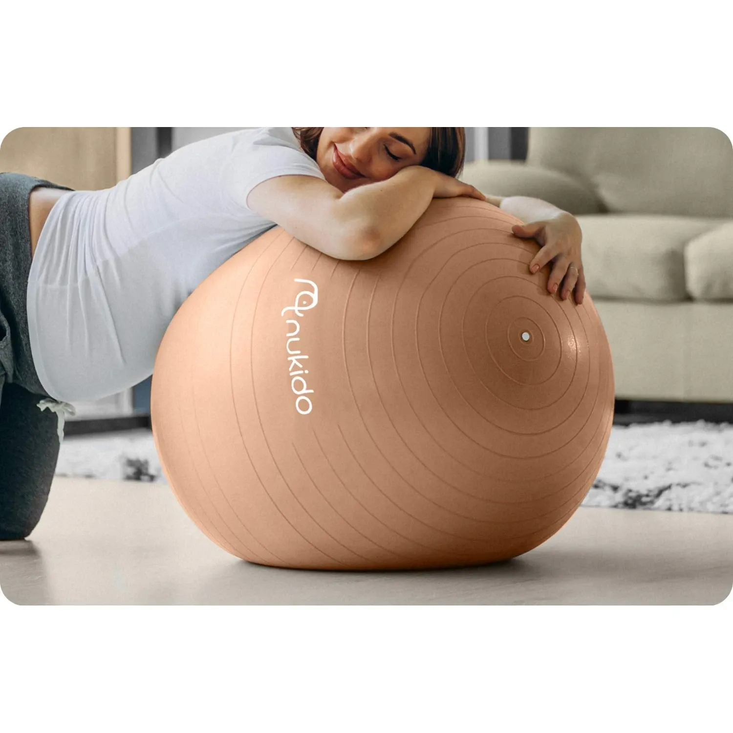 Nėščiųjų aerobikos kamuolys 65 cm NS-951 smėlio spalvos - nuotrauka 1