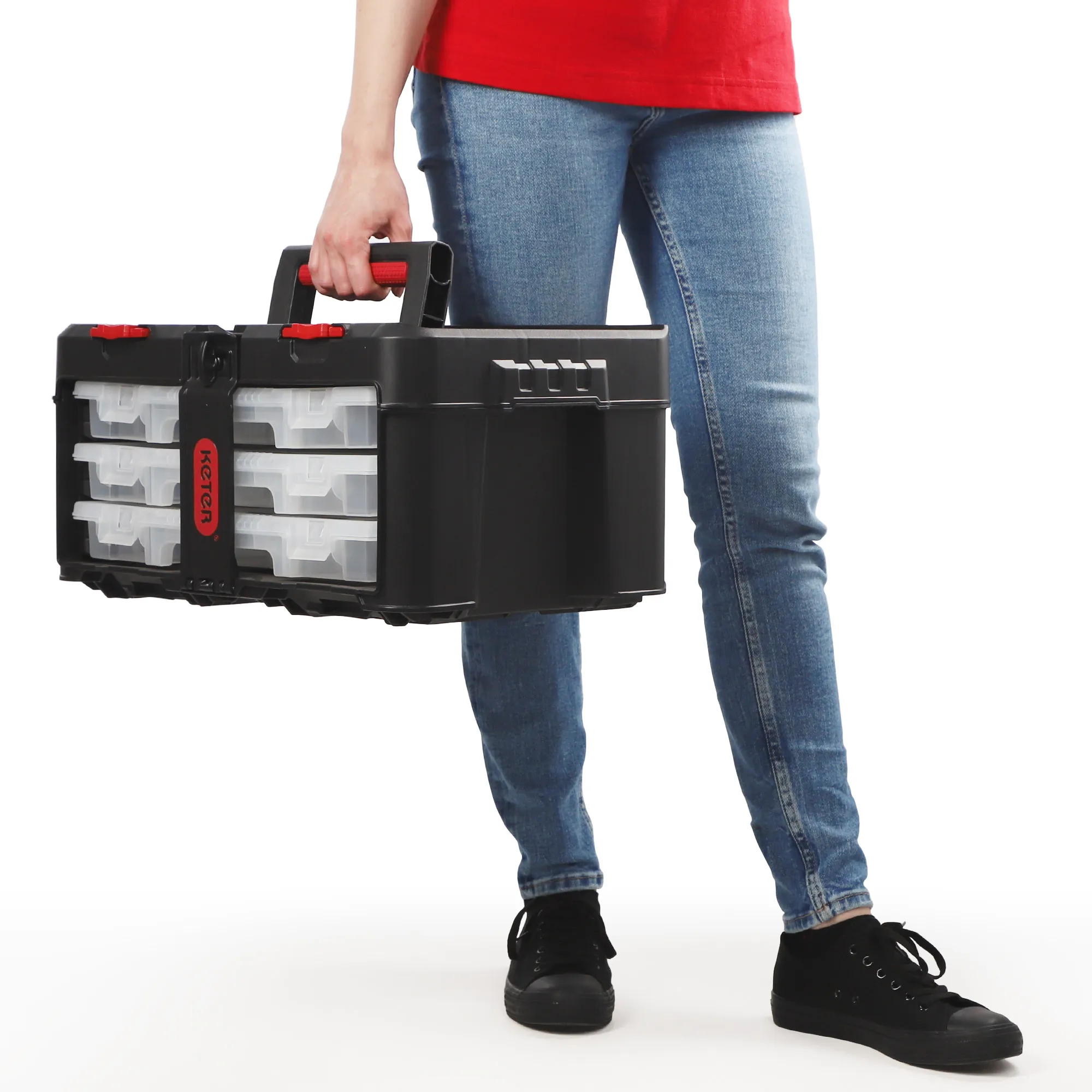 Keter Stack ‘N’ Roll 37,1 l talpos organizatorių dėžė su 3 organizatoriais