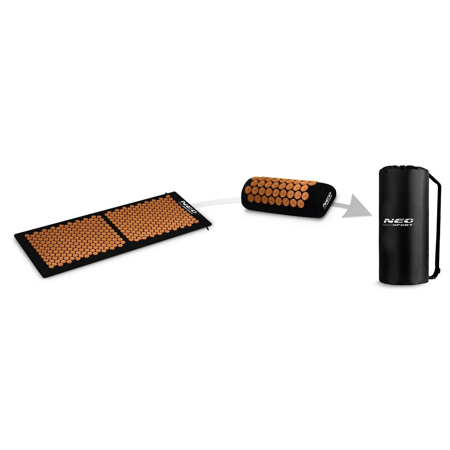 Neo-Sport NS-901 juodas ir auksinis akupresūros kilimėlis su smaigaliais - nuotrauka 1