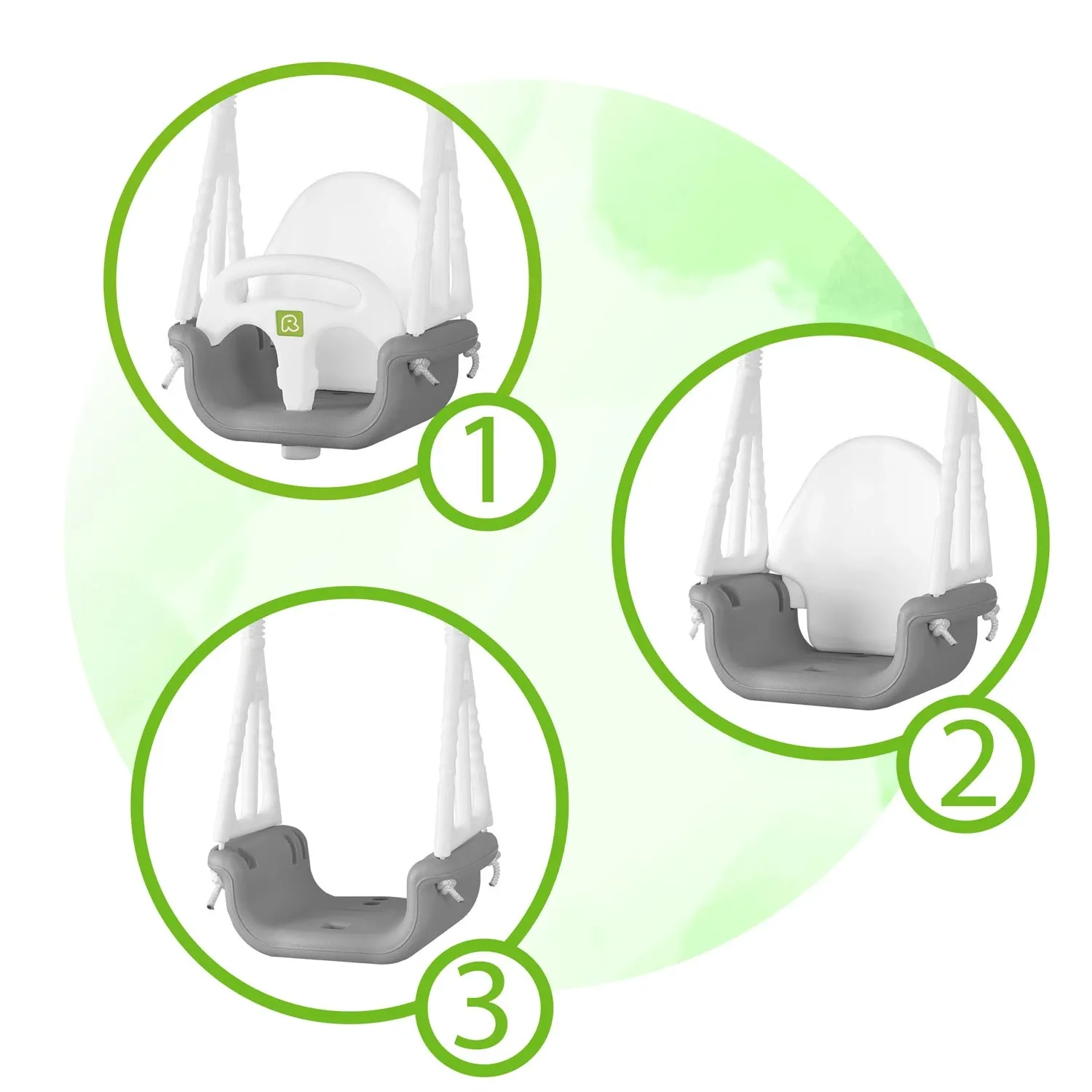 „Ricokids“ 3 viename kibiro formos sūpynės, pilkos ir baltos - nuotrauka 1