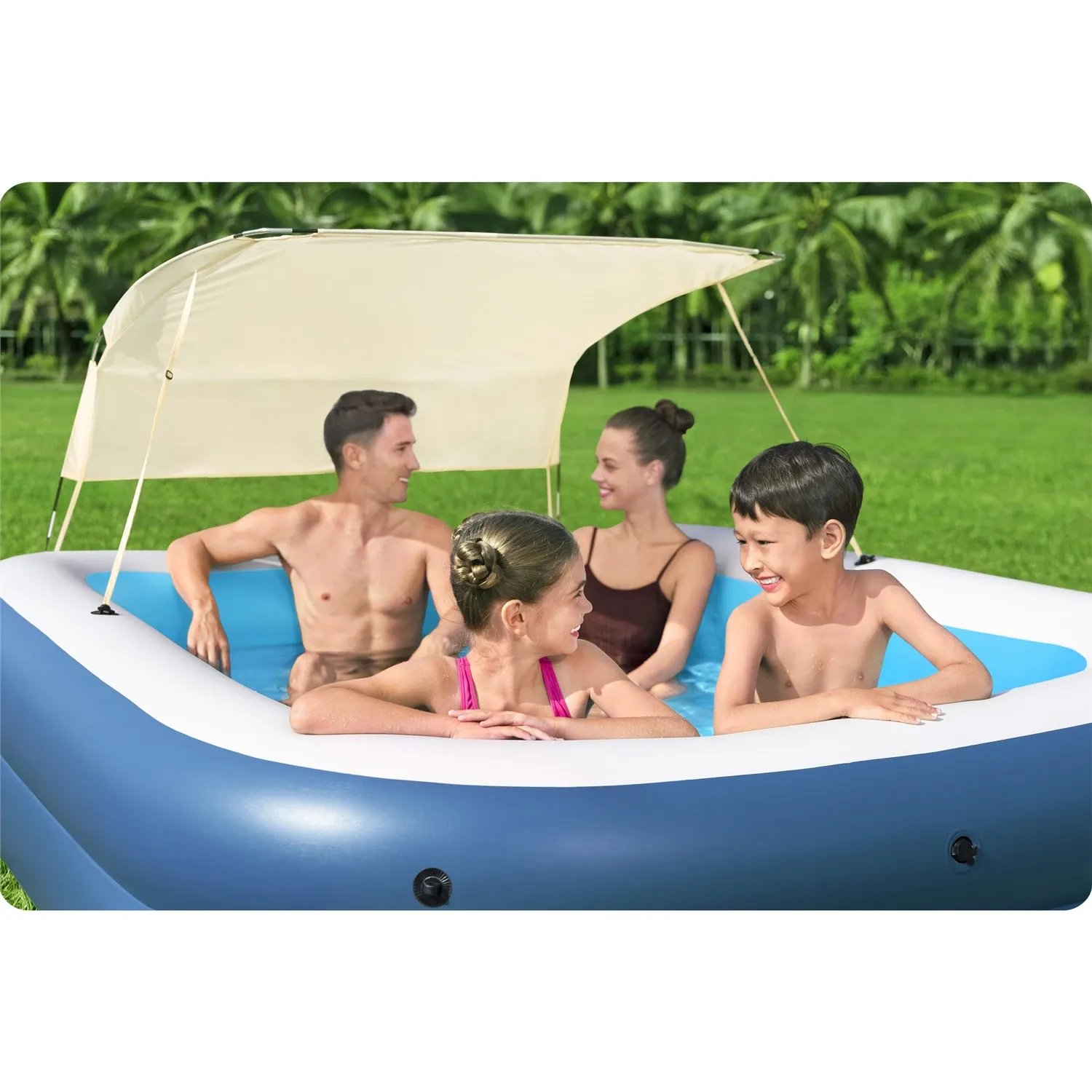 Pripučiamas šeimos baseinas su stogu 254 x 174 x 140 cm Bestway 54449 - nuotrauka 1