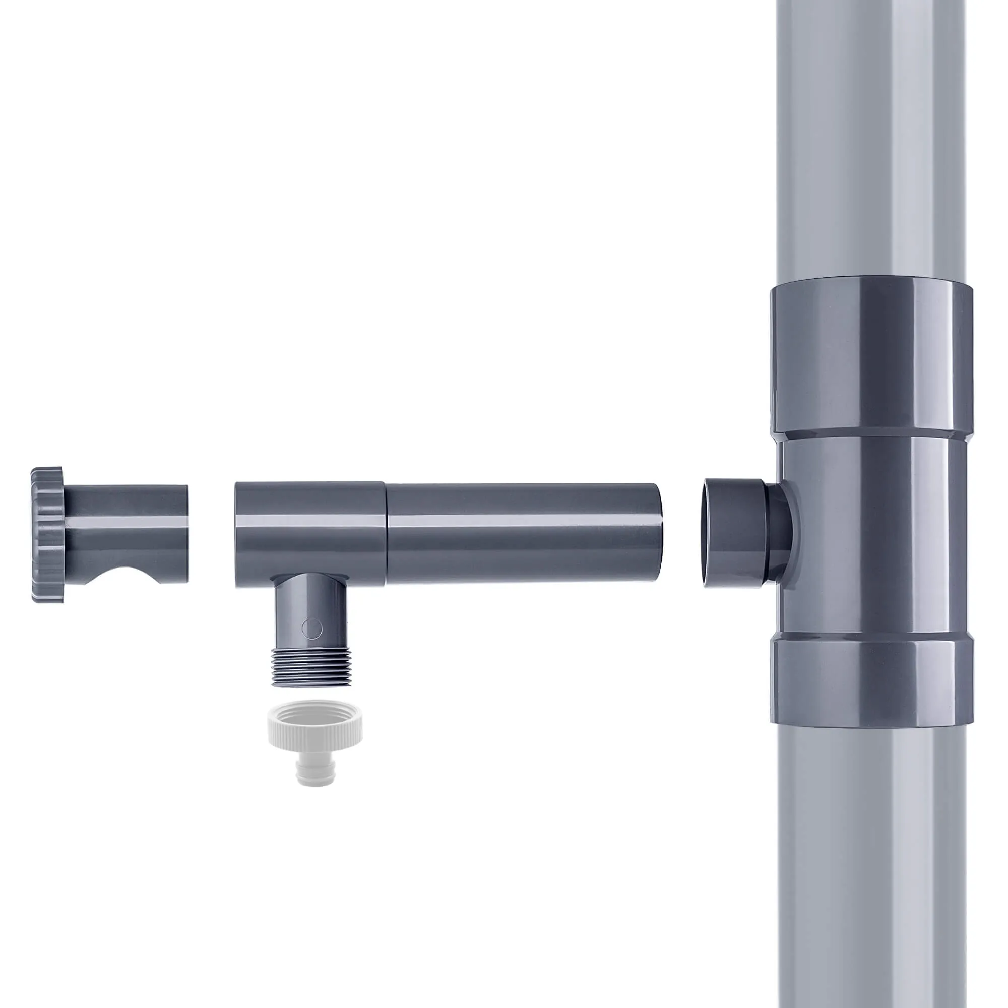 Nancras lietaus vandens kolektorius su vožtuvu, 80 mm, pilkas