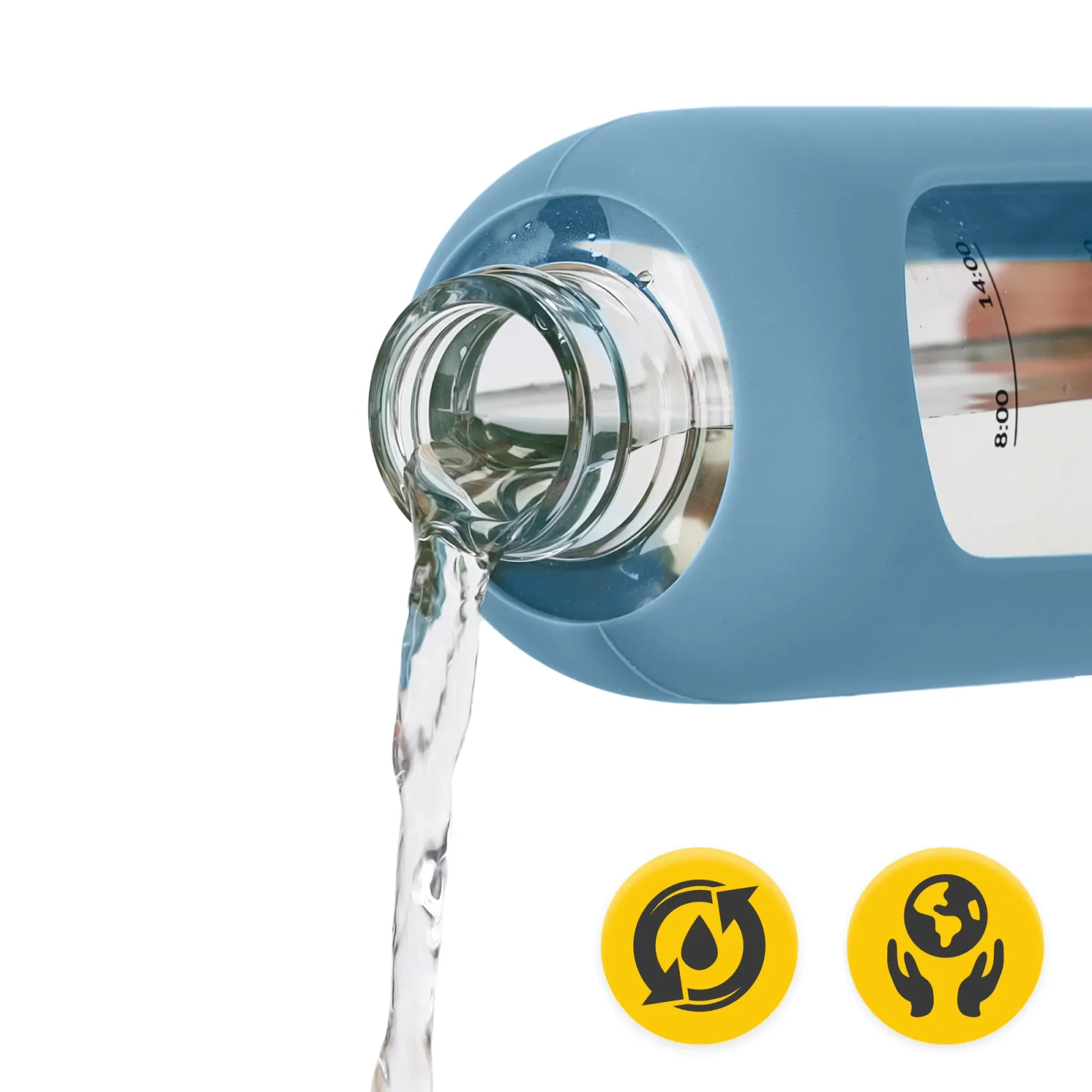 Stiklinis vandens butelis 1 l mėlynas