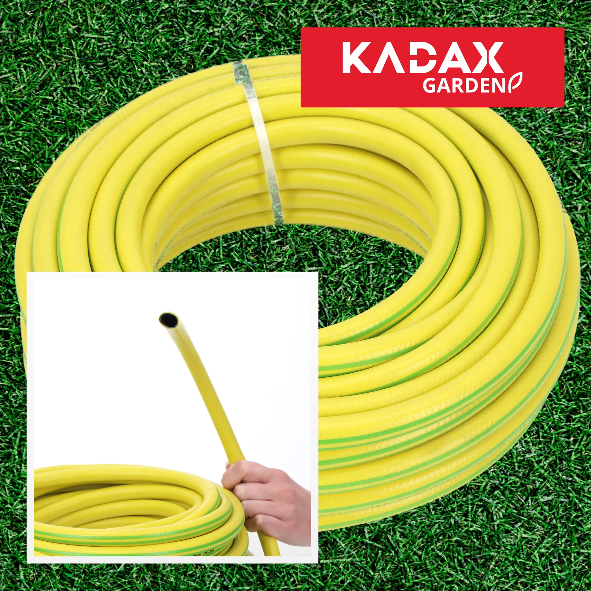 20 m 1/2 colio sodo žarna, žalia ir geltona