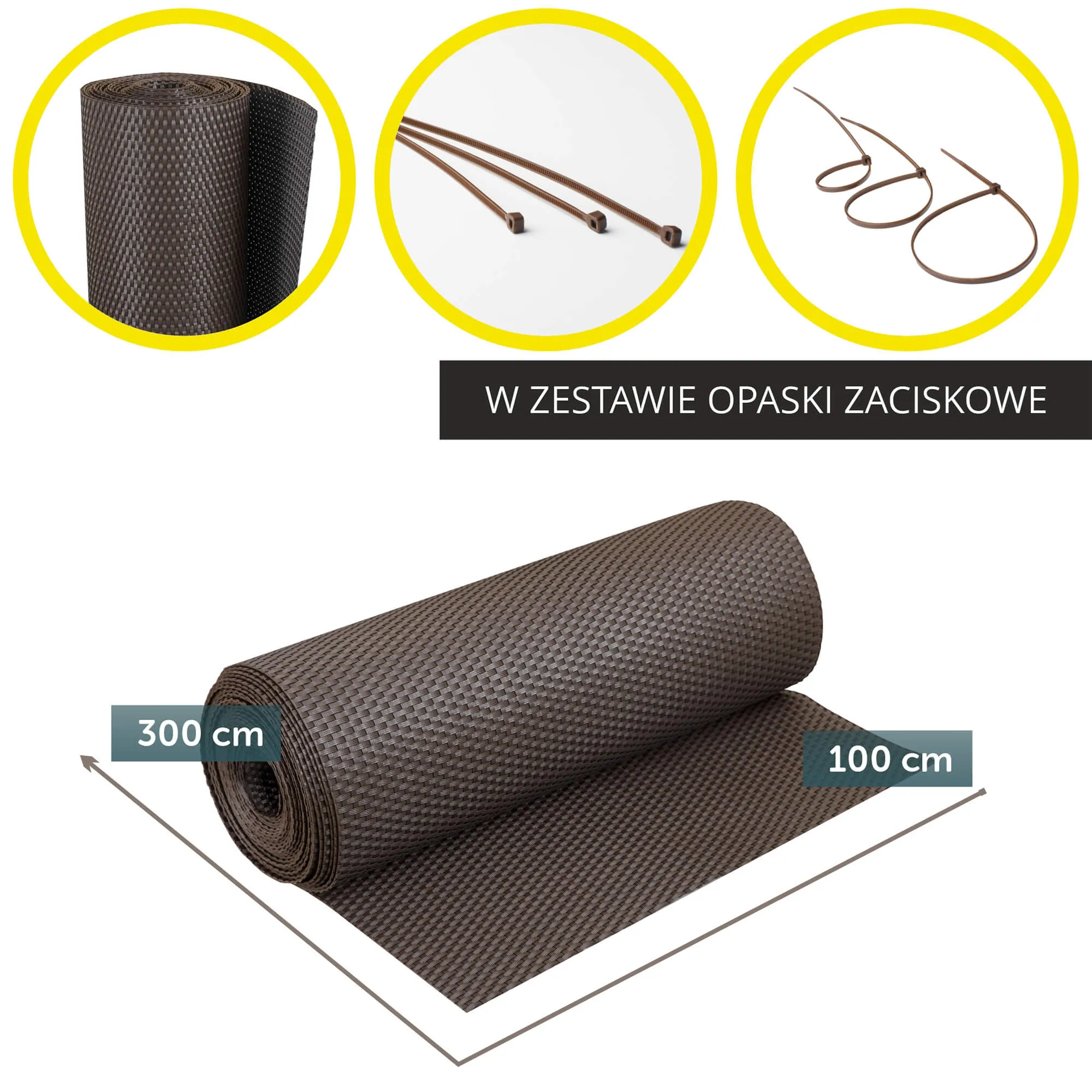 Skei balkono uždangalas 100 x 300 cm, tamsiai rudas