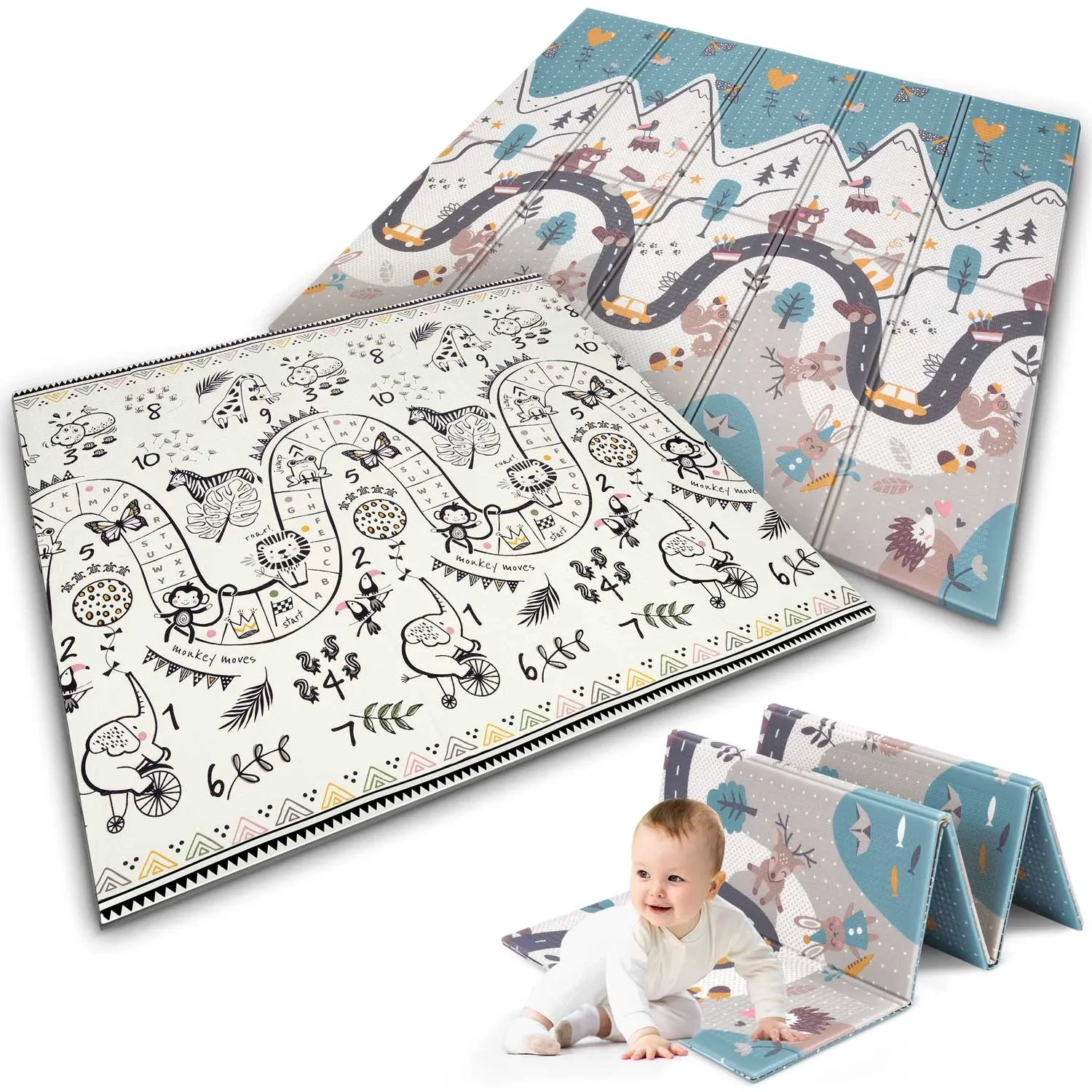 Sulankstomas edukacinis putplasčio kilimėlis 200 x 180 x 1 cm Nukido NK-340 - nuotrauka 1