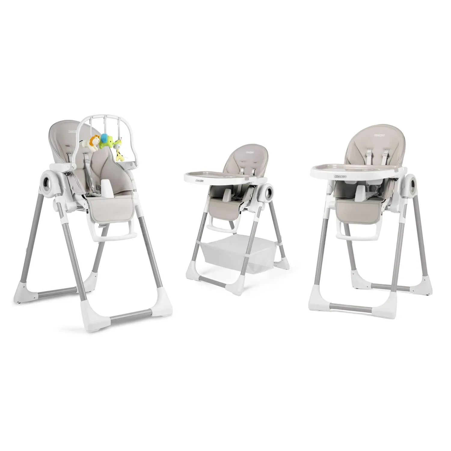 Maitinimo kėdutė su staliuku, Belo šokdynė, pilka + apsauginis lankelis - nuotrauka 1