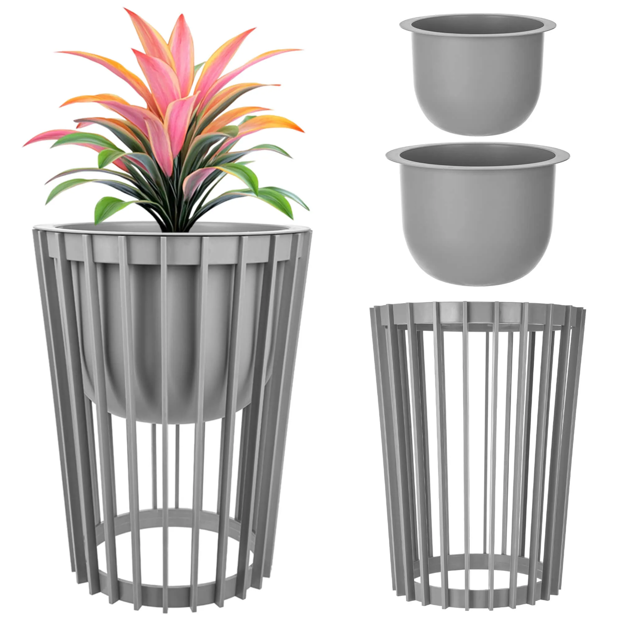 Aytre dvipusis augalų stovas 40 cm platinos spalvos + 2 įdėklai