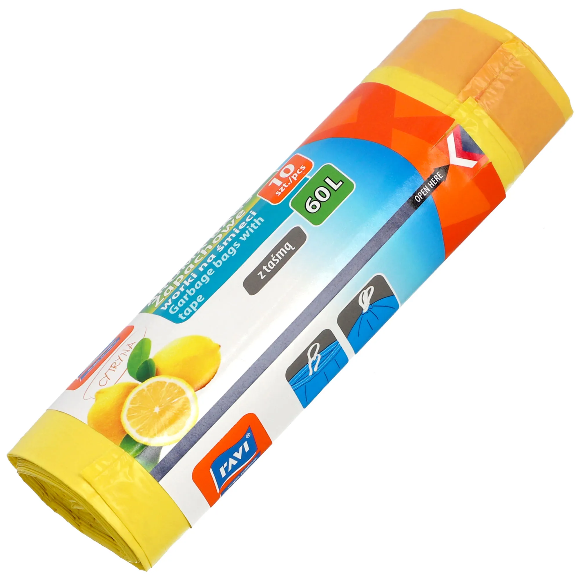 Citrininiai šiukšlių maišai „Ravi Aroma Bags“, 60 l, 10 vnt.