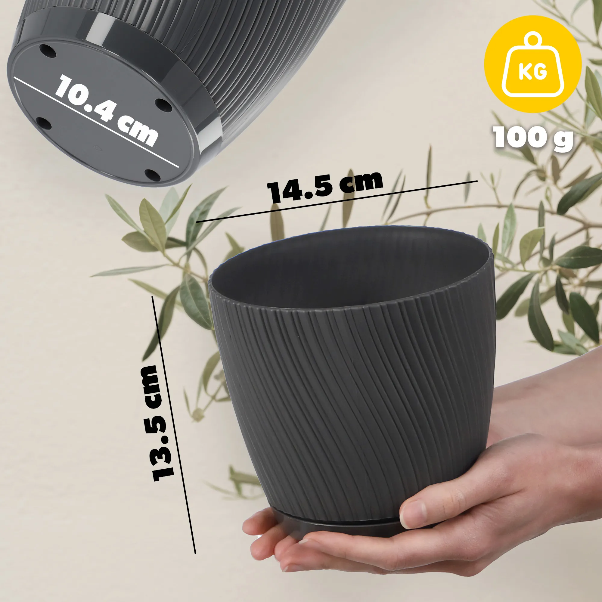Tubas vazonas su lėkštute 15 cm