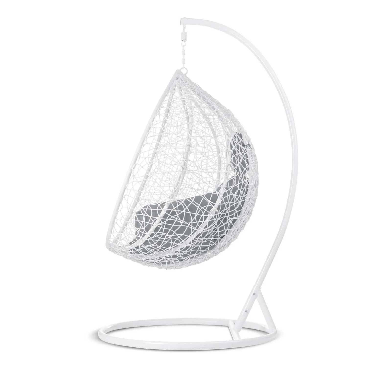 Havana pakabinama supamoji sodo kėdė, balta + šviesiai pilkos pagalvėlės - nuotrauka 1