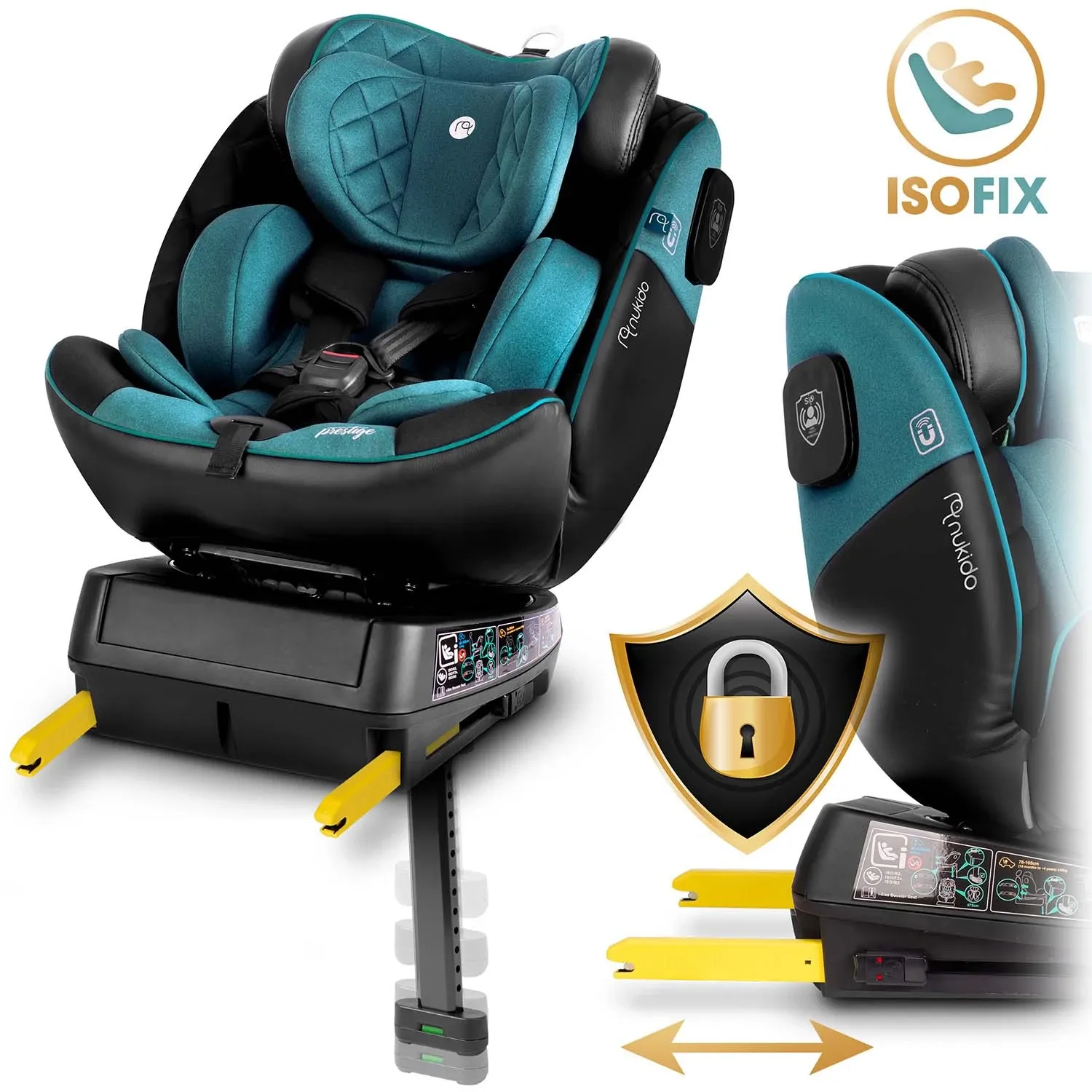 „Nukido Prestige Line“ automobilinė kėdutė, juoda ir mėlyna, 0-36 kg, ISOFIX - nuotrauka 1