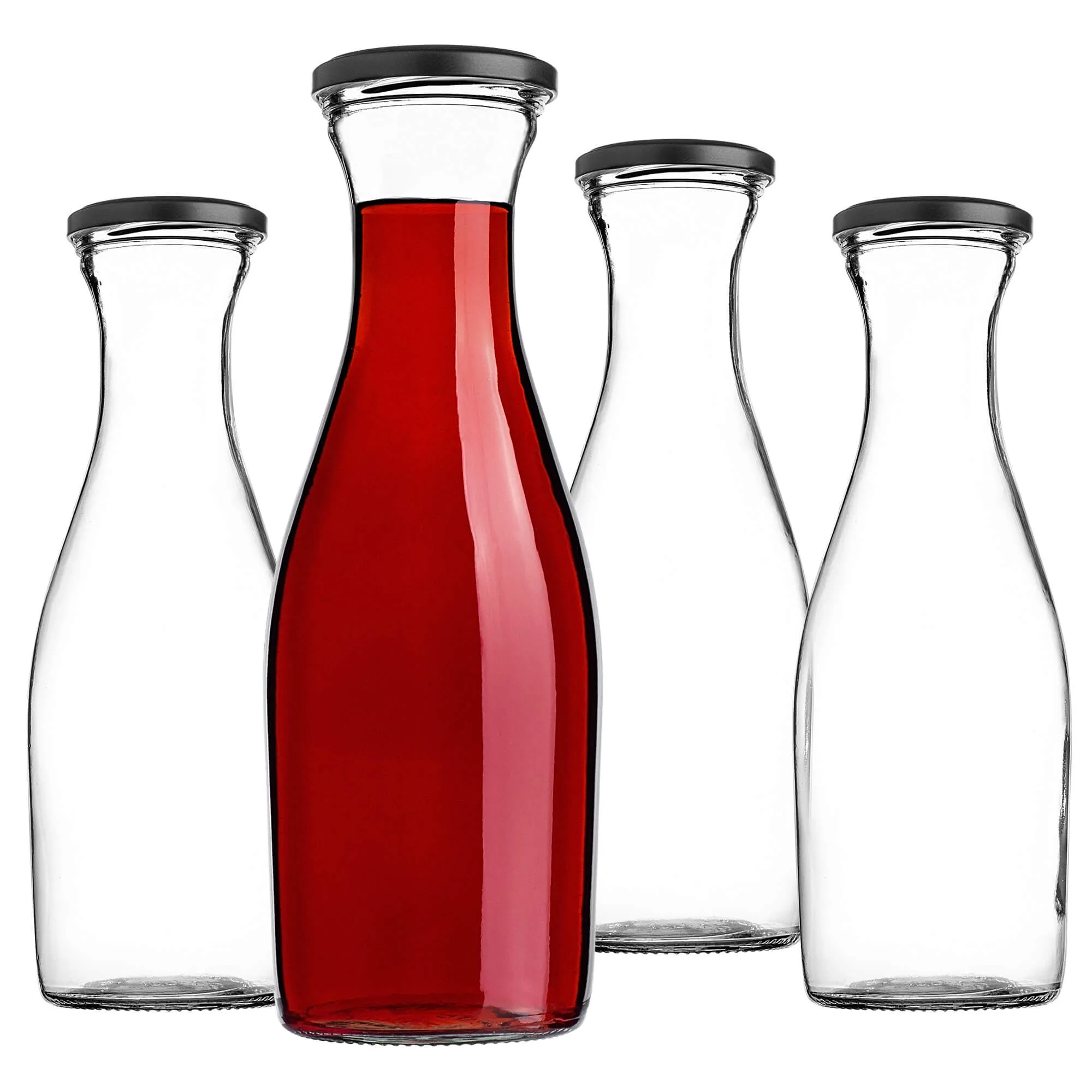 Valli 1 l stiklinis termosas su matiniu juodu dangteliu, 4 vnt.