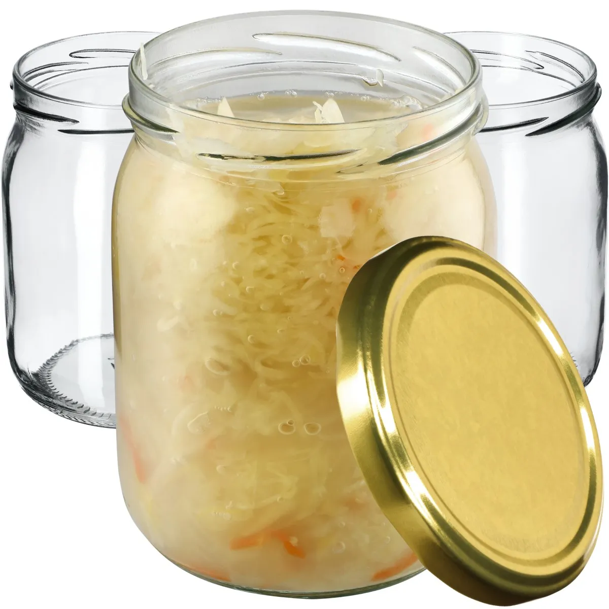 Senos indeliai 540 ml, 16 vnt., 82 mm + auksiniai dangteliai
