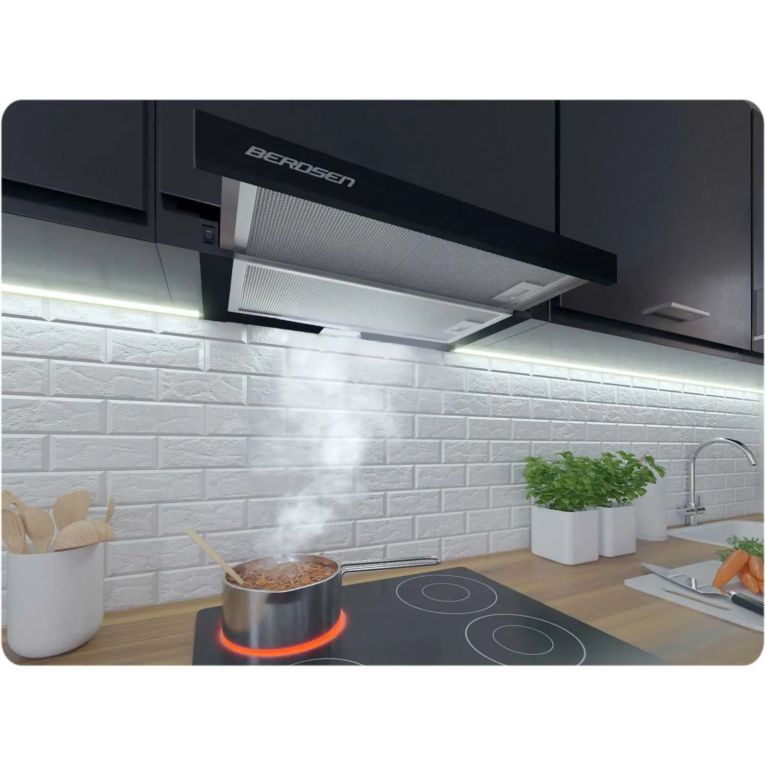Teleskopinis virtuvės gartraukis 50 cm, juodas BT-234 - nuotrauka 1