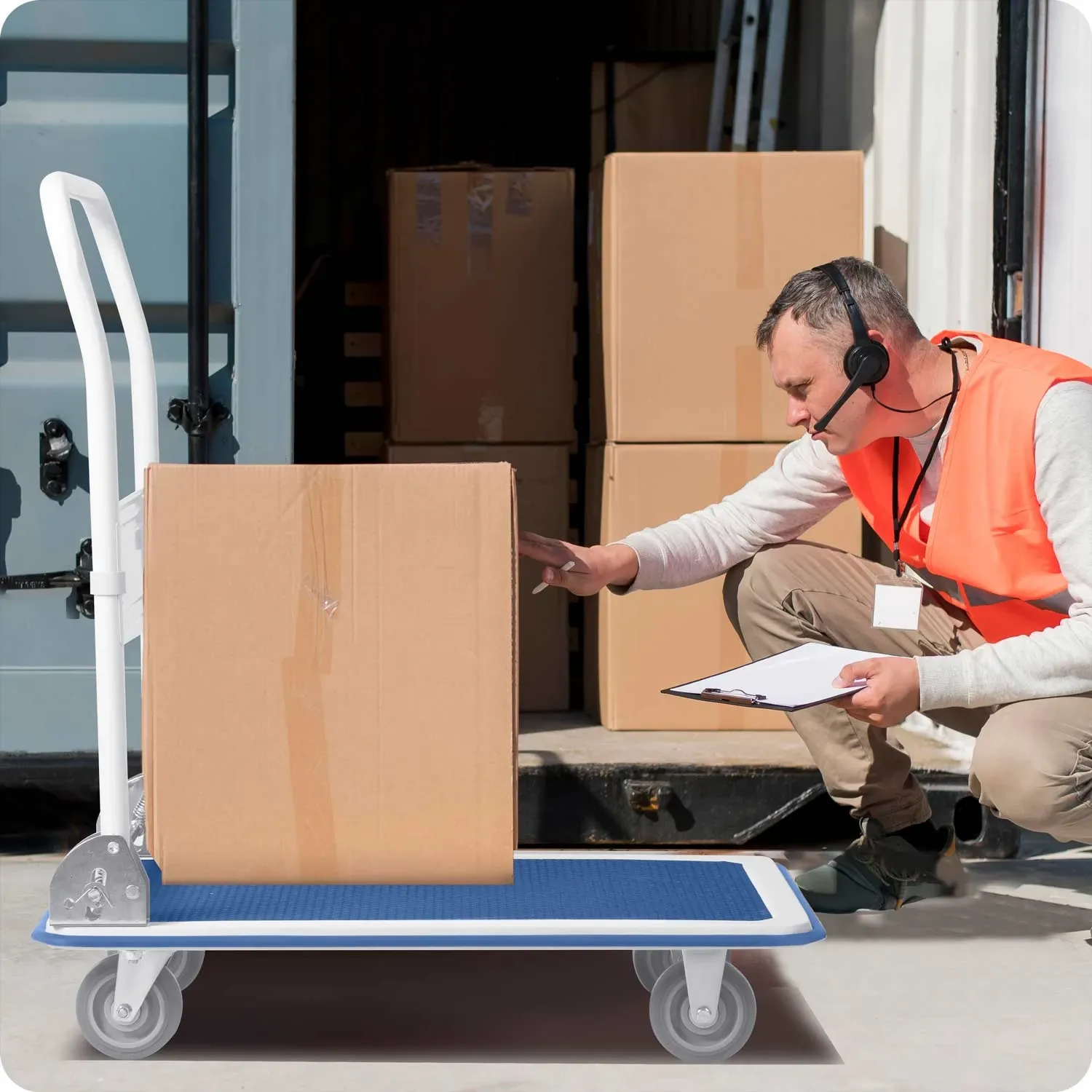 HM-505 rankinis vežimėlis, baltas ir mėlynas - nuotrauka 1