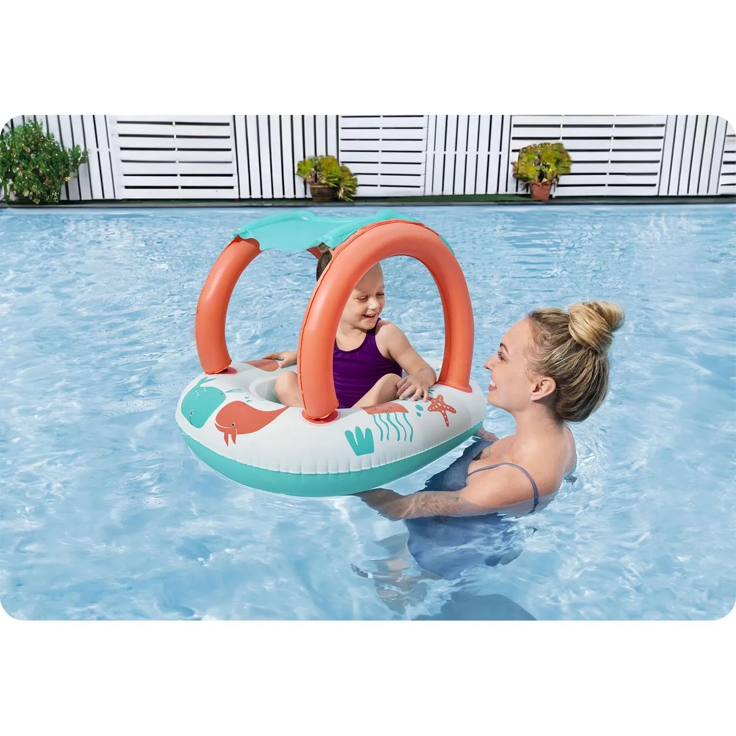 Pripučiamas pontonas vaikams su stogeliu maudynėms „Bestway“ - nuotrauka 1