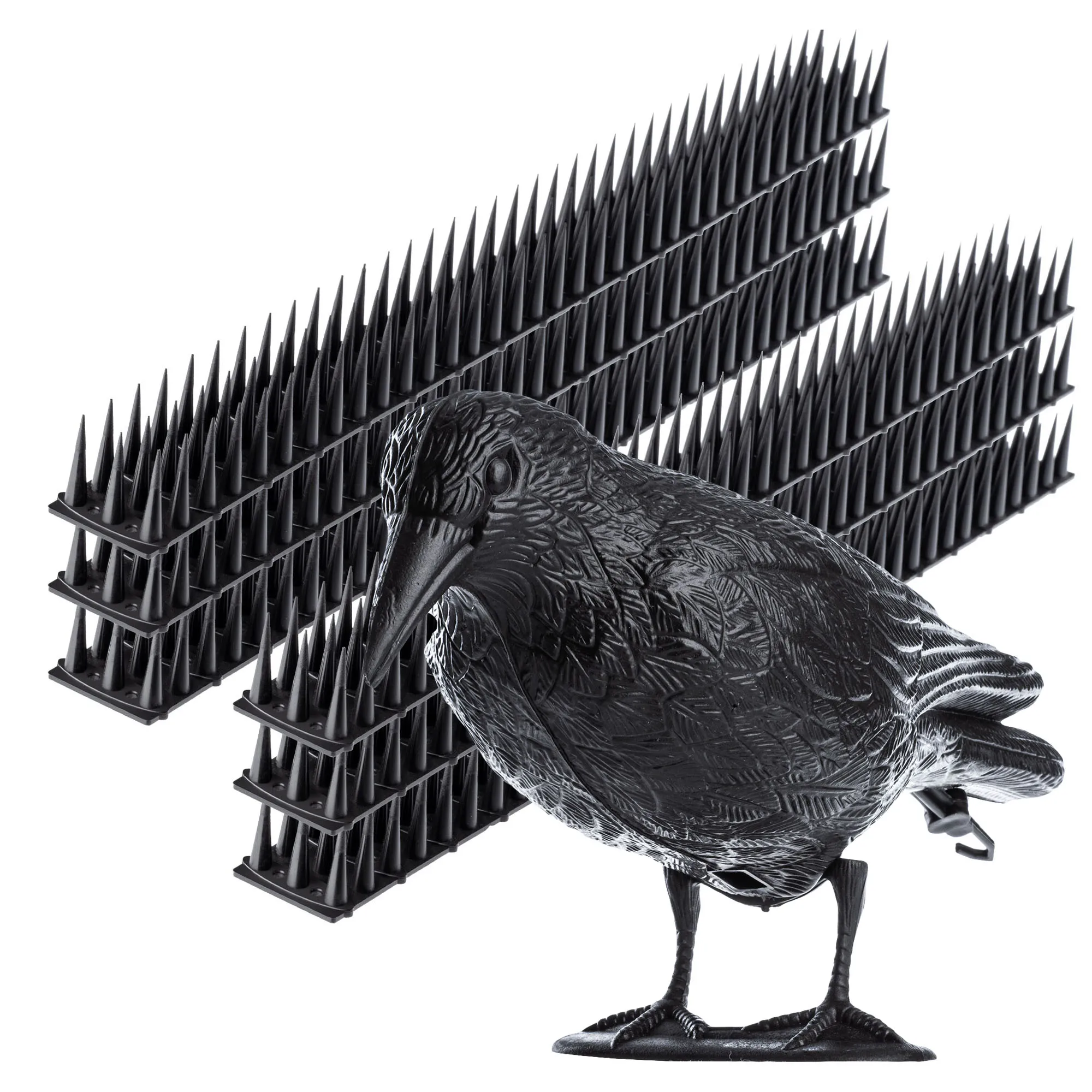 Plastikiniai paukščių spygliai 6 vnt., juodi + varnos formos