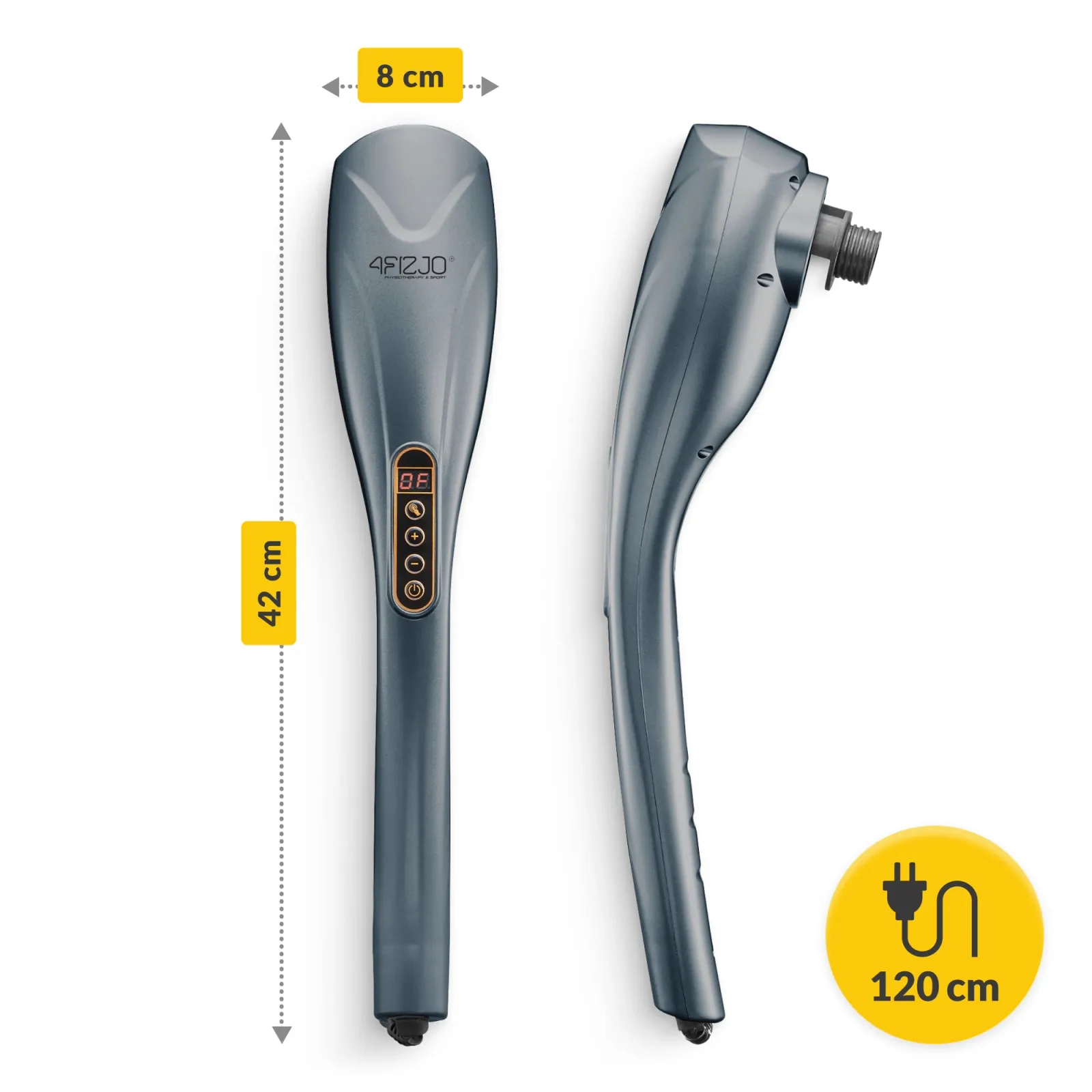 Rankinis vibruojantis kūno masažuoklis pilkas