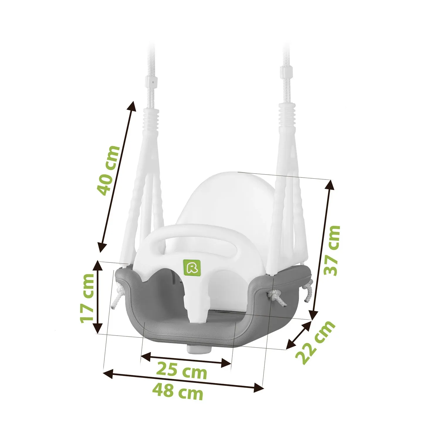 „Ricokids“ 3 viename kibiro formos sūpynės, pilkos ir baltos - nuotrauka 1