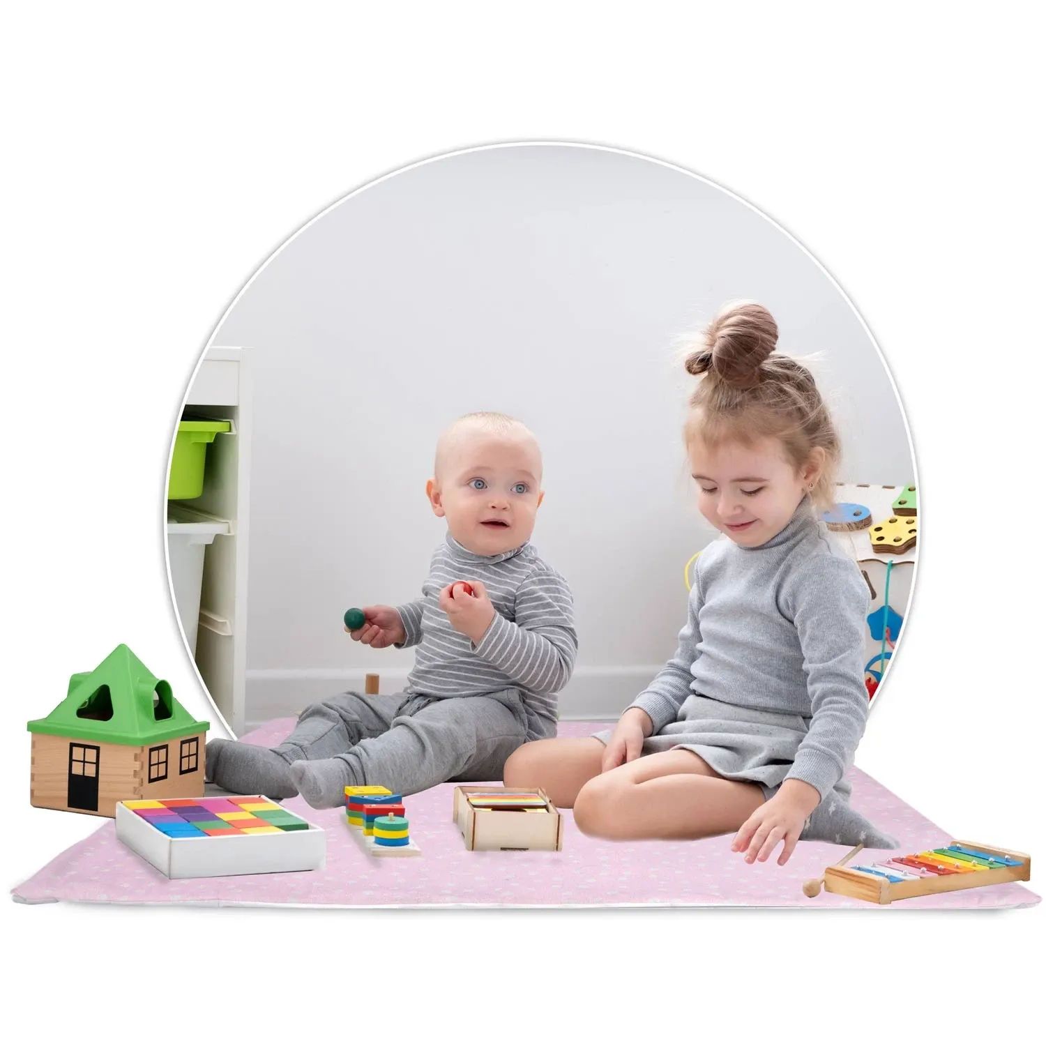 Vaikiška tipi palapinė su lemputėmis - rožinė su taškeliais - nuotrauka 1