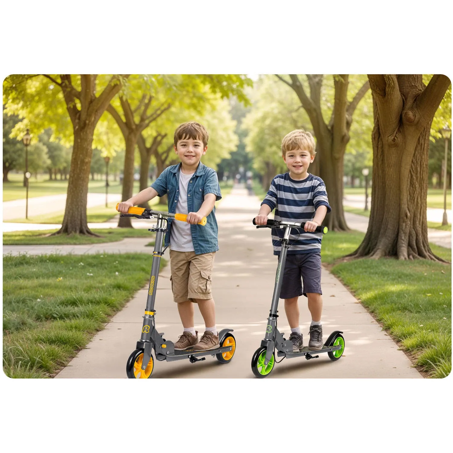 „Ricokids Kodi“ paspirtukas pilkas ir oranžinis - nuotrauka 1