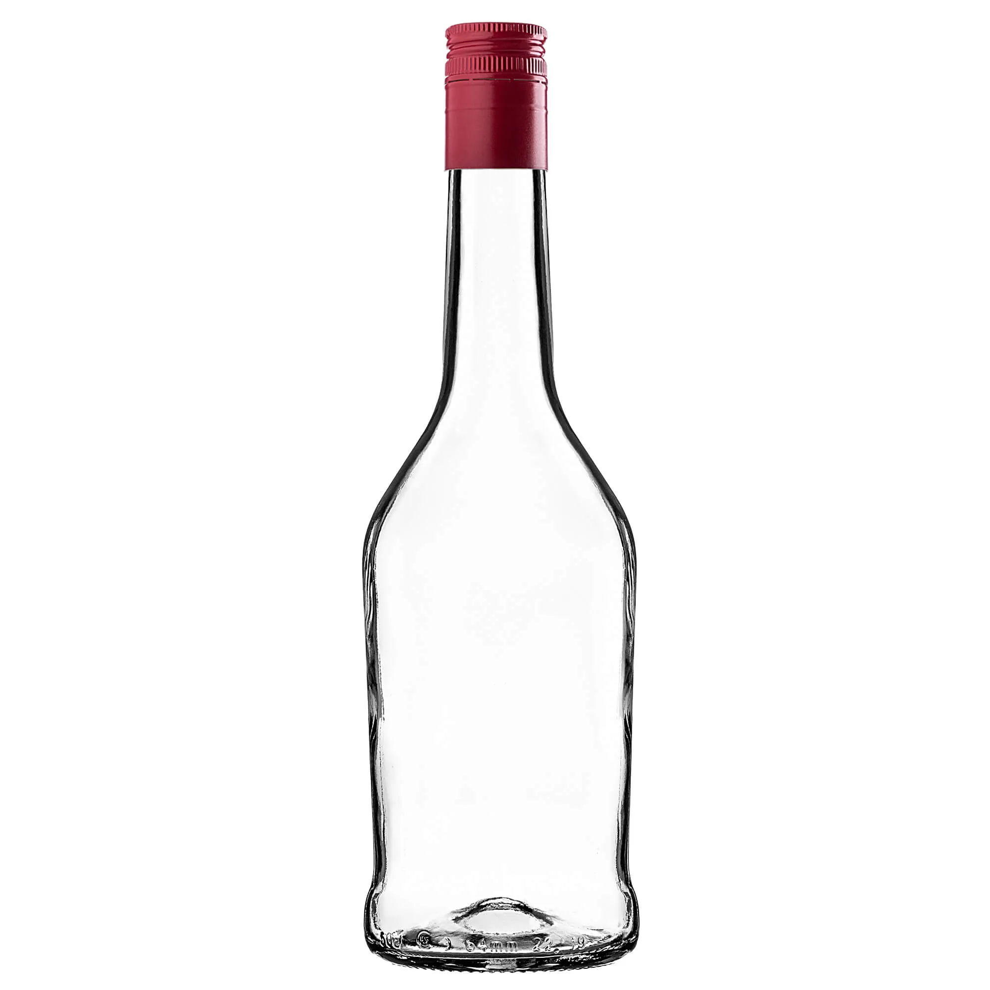 Stiklinis butelis Luarė tinktūrai 500 ml su ilgu raudonu dangteliu 1 vnt.