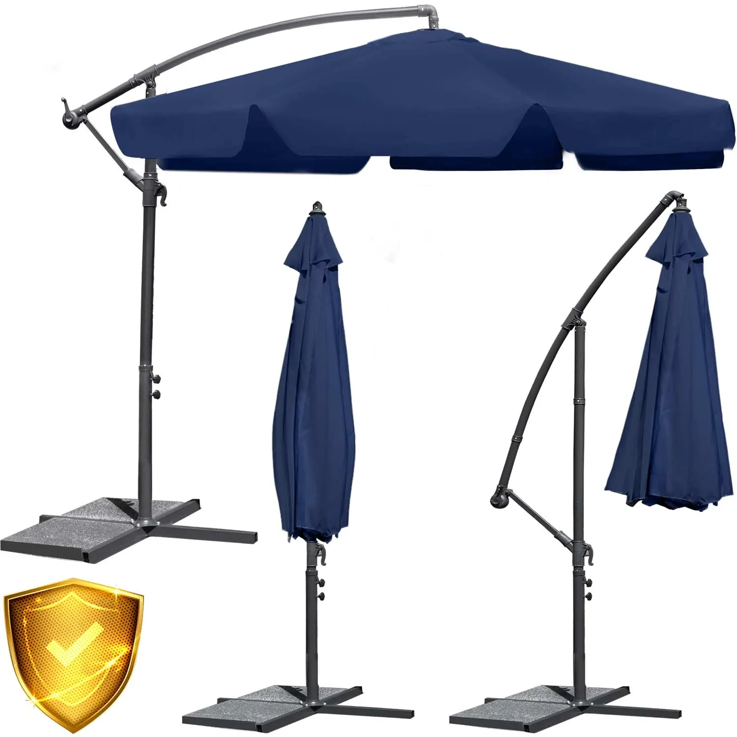 Sulankstomas sodo skėtis, 6 segmentų, tamsiai mėlynas, 350 cm - nuotrauka 1