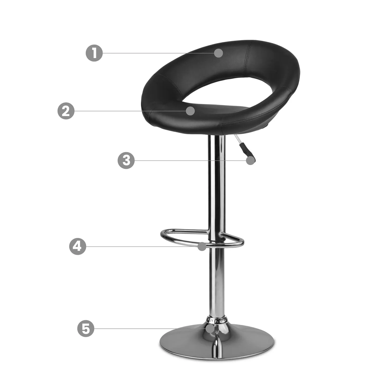 Forza baro kėdė su atlošu – 2 dalys – juoda - nuotrauka 1