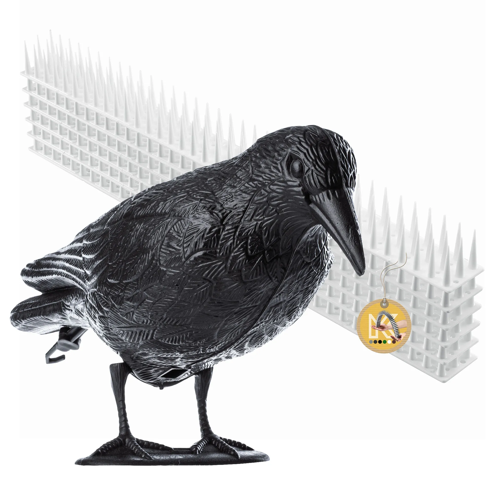 Plastikiniai paukščių spygliai 6 vnt., balti + varnos formos