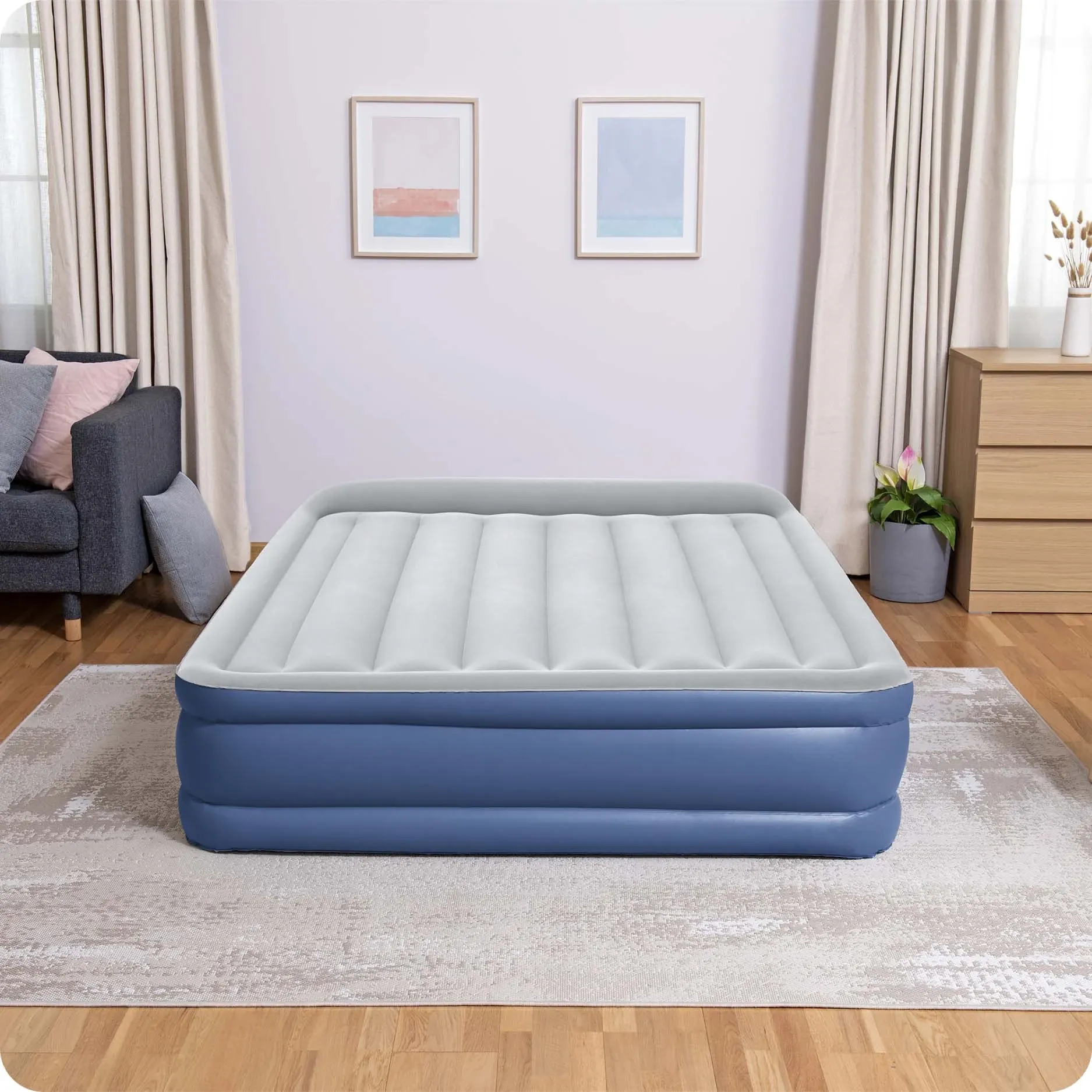 Pripučiamas čiužinys 203x152x46 cm su įmontuotu elektriniu siurbliu Bestway 67630 - nuotrauka 1