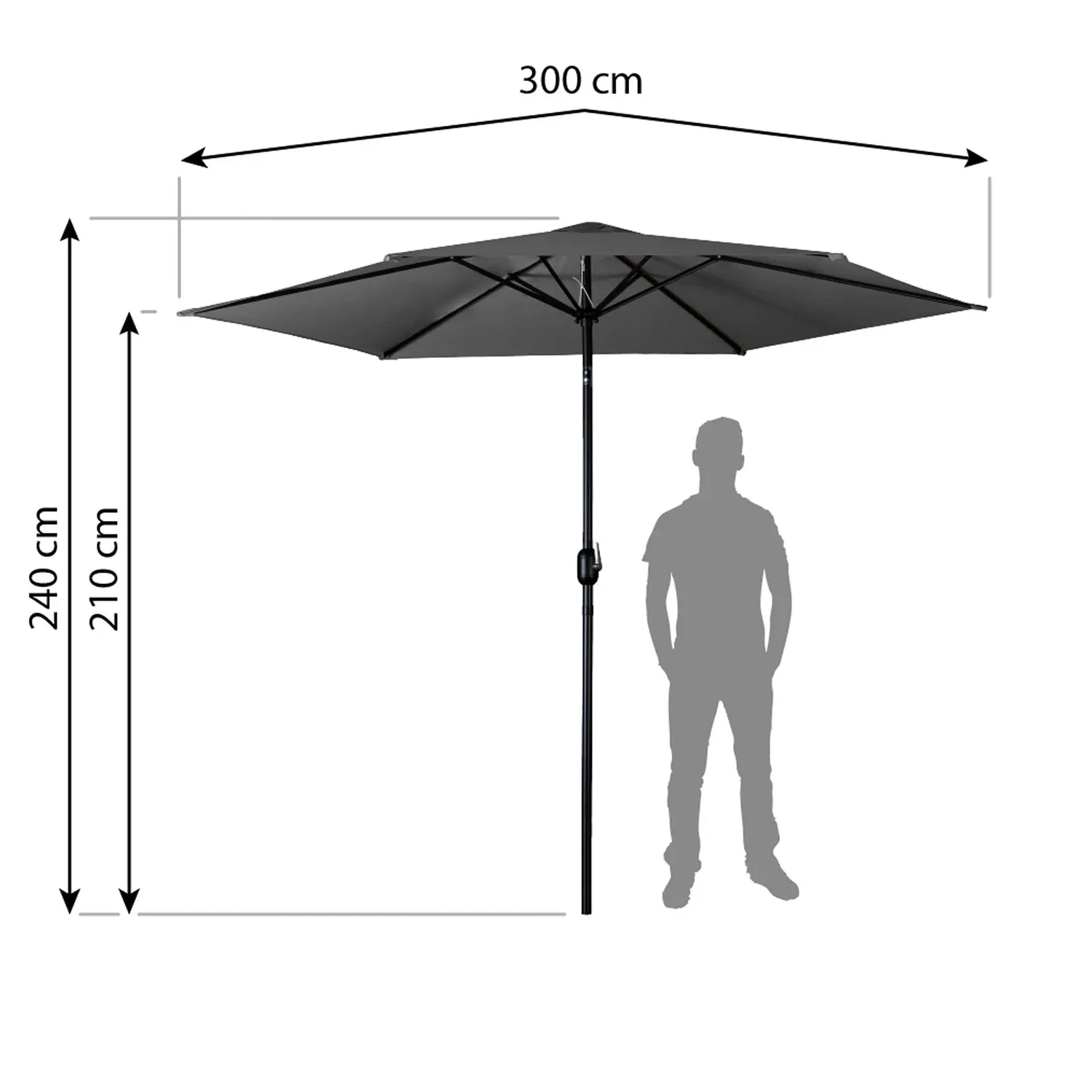 Sulankstomas sodo skėtis, 6 dalių, 300 cm, su uždanga, „Plonos PL-884“ - nuotrauka 1